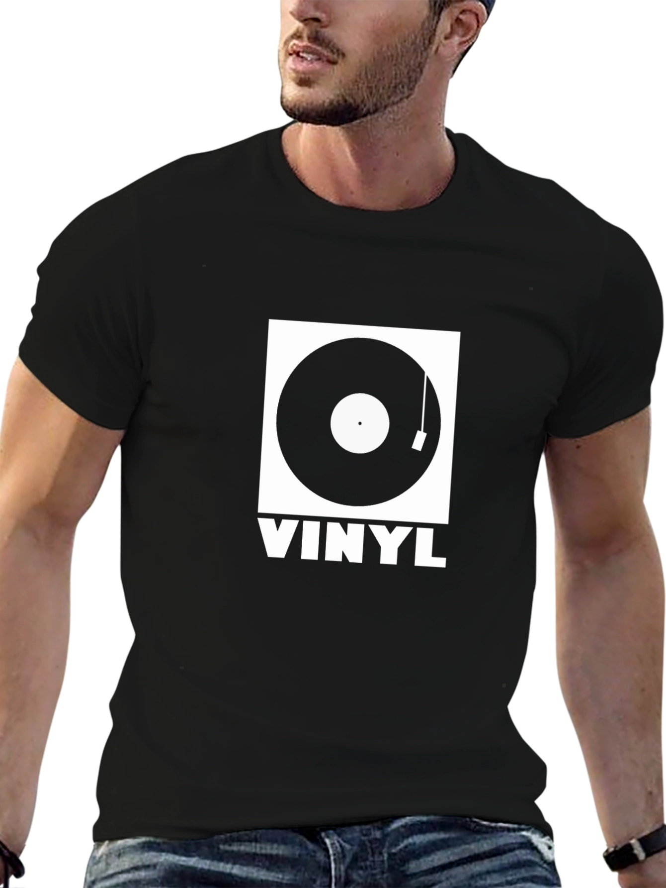 Black Vinyl Record Graphic Tee - Black view 6