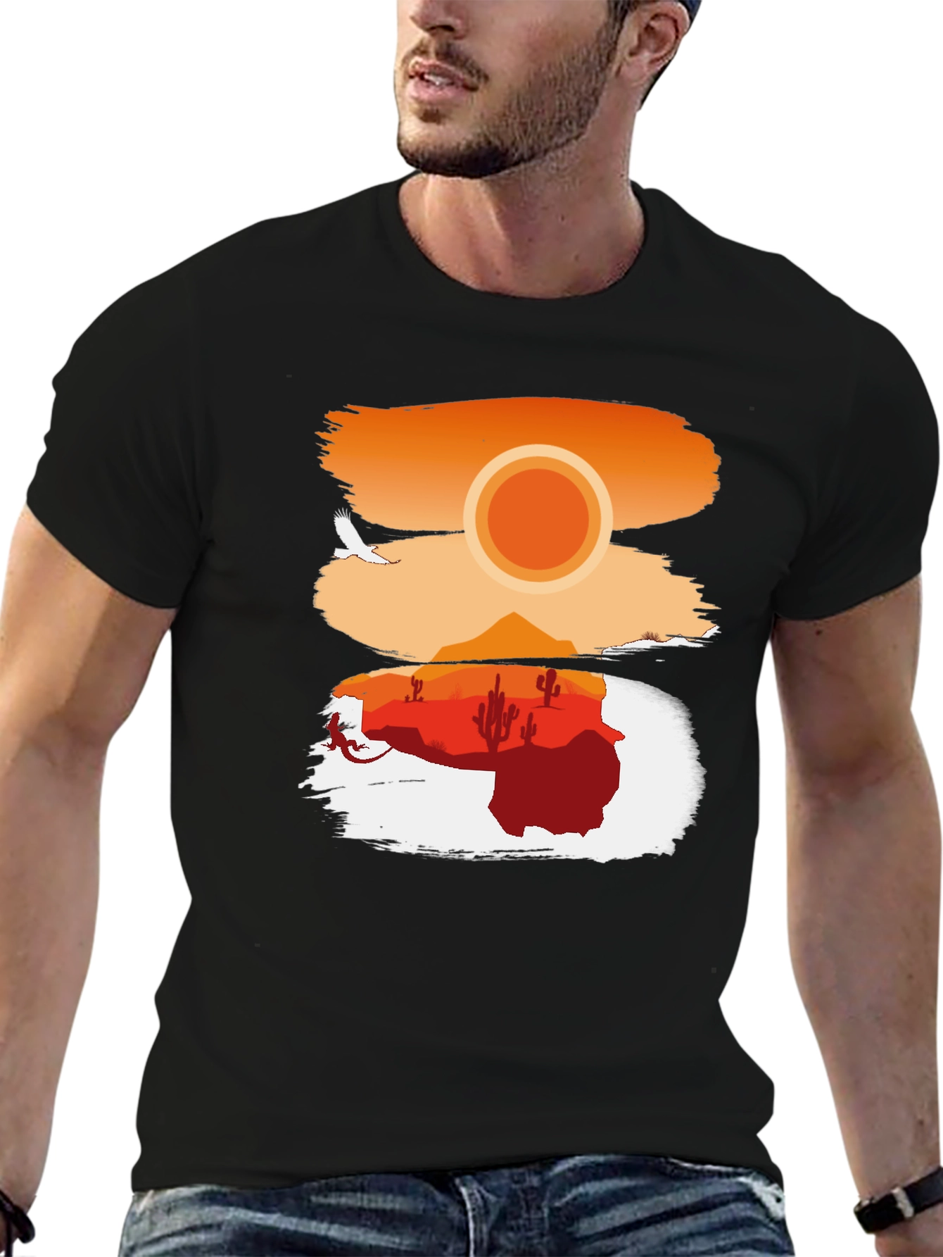 Black Desert Sunset Graphic T-Shirt view 6