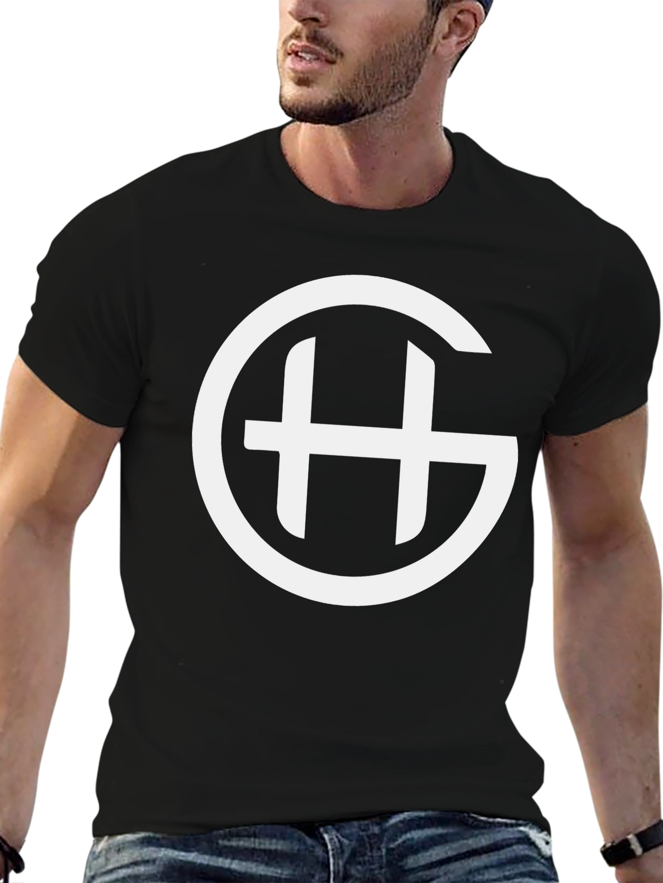 Black Modern Logo Graphic Print Black T-Shirt view 6