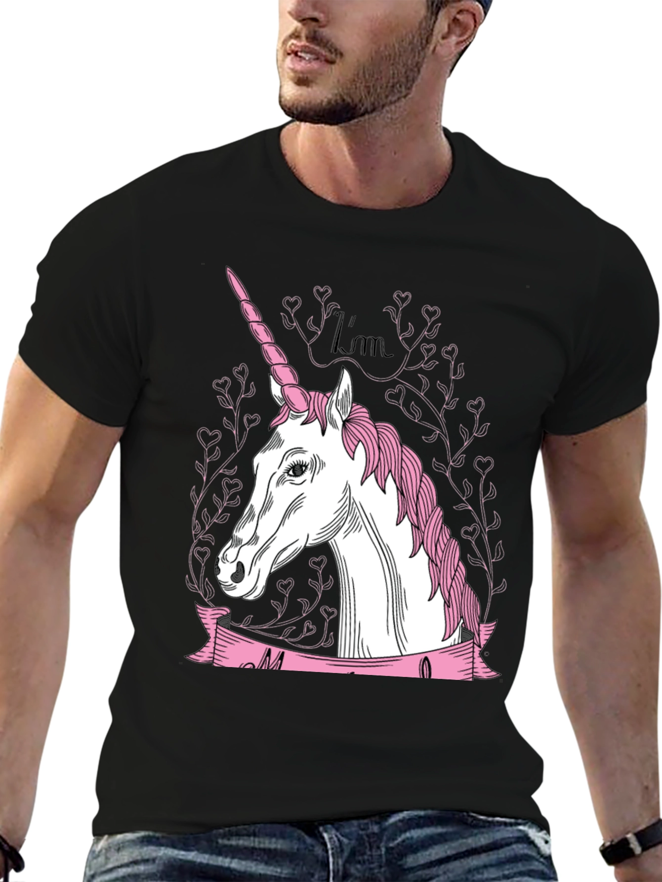 Black Unicorn Graphic T-Shirt - Black Cotton Tee view 6
