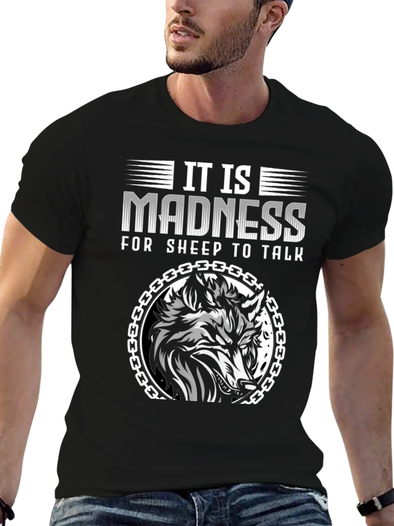 Black Wolf Madness Graphic Tee -  Unique Design view 6