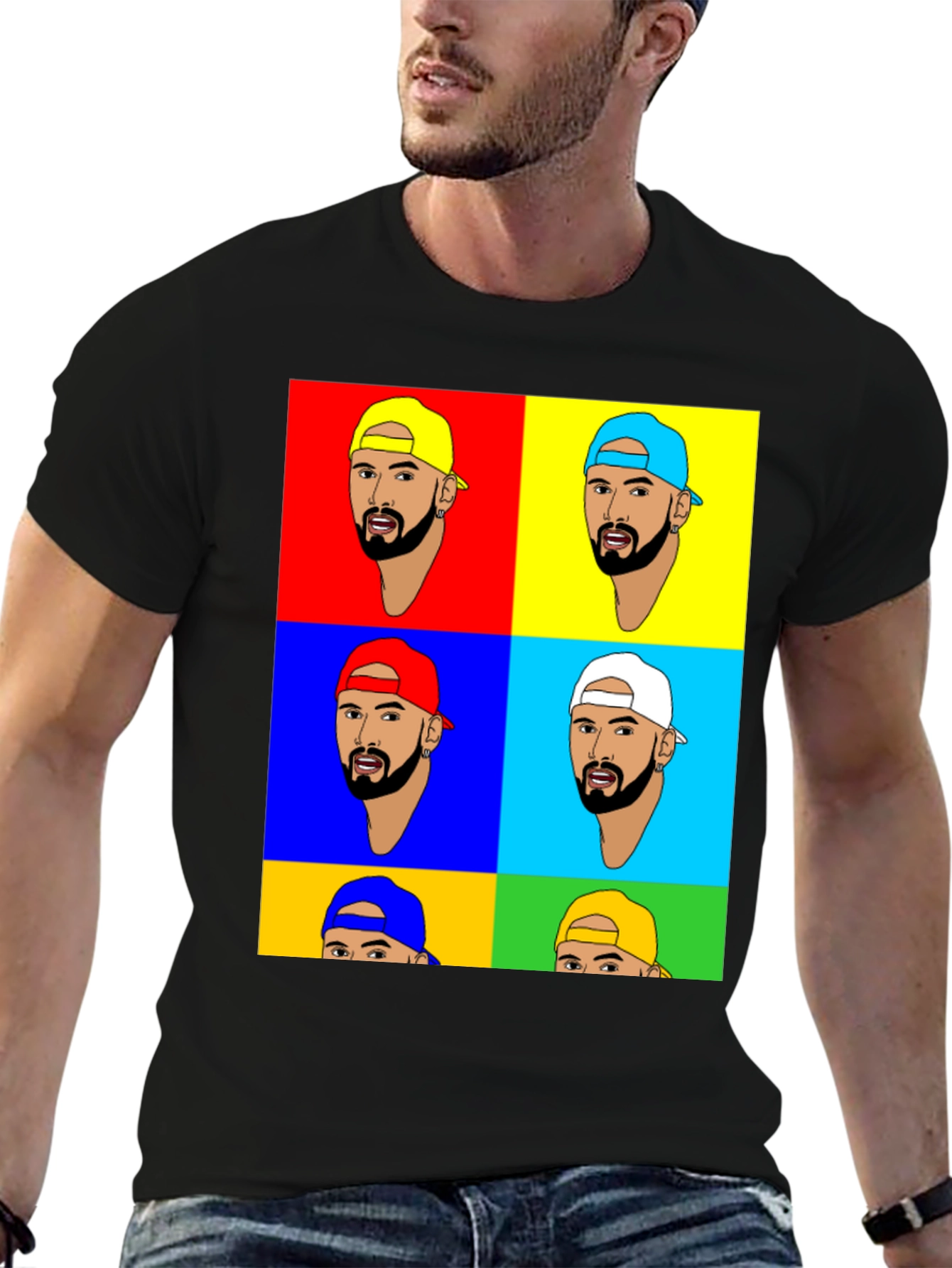 Black Pop Art Graphic Tee - Trendy & Unique Design view 6