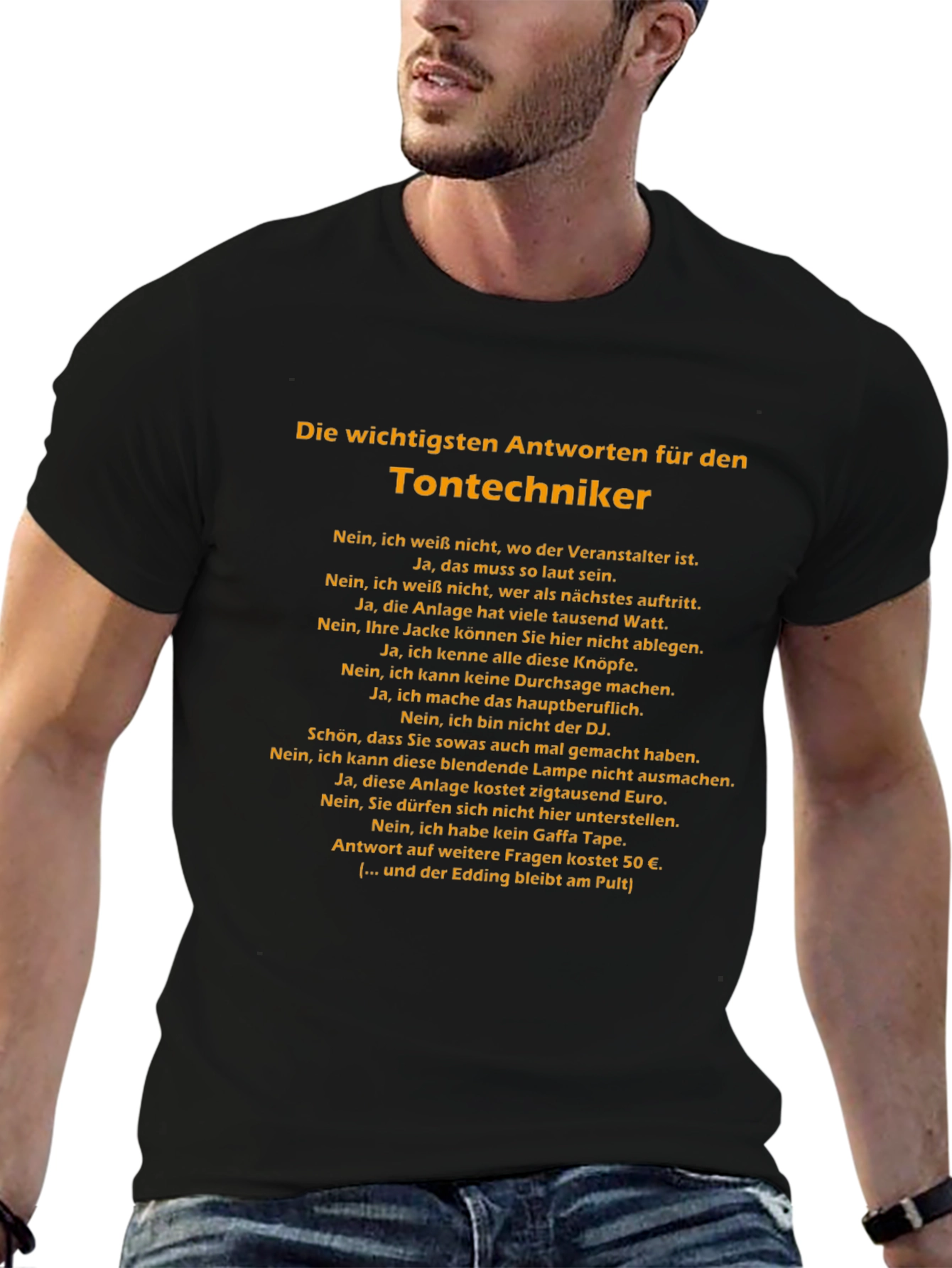 Black Sound Engineer T-Shirt - German Humor Tee view 6