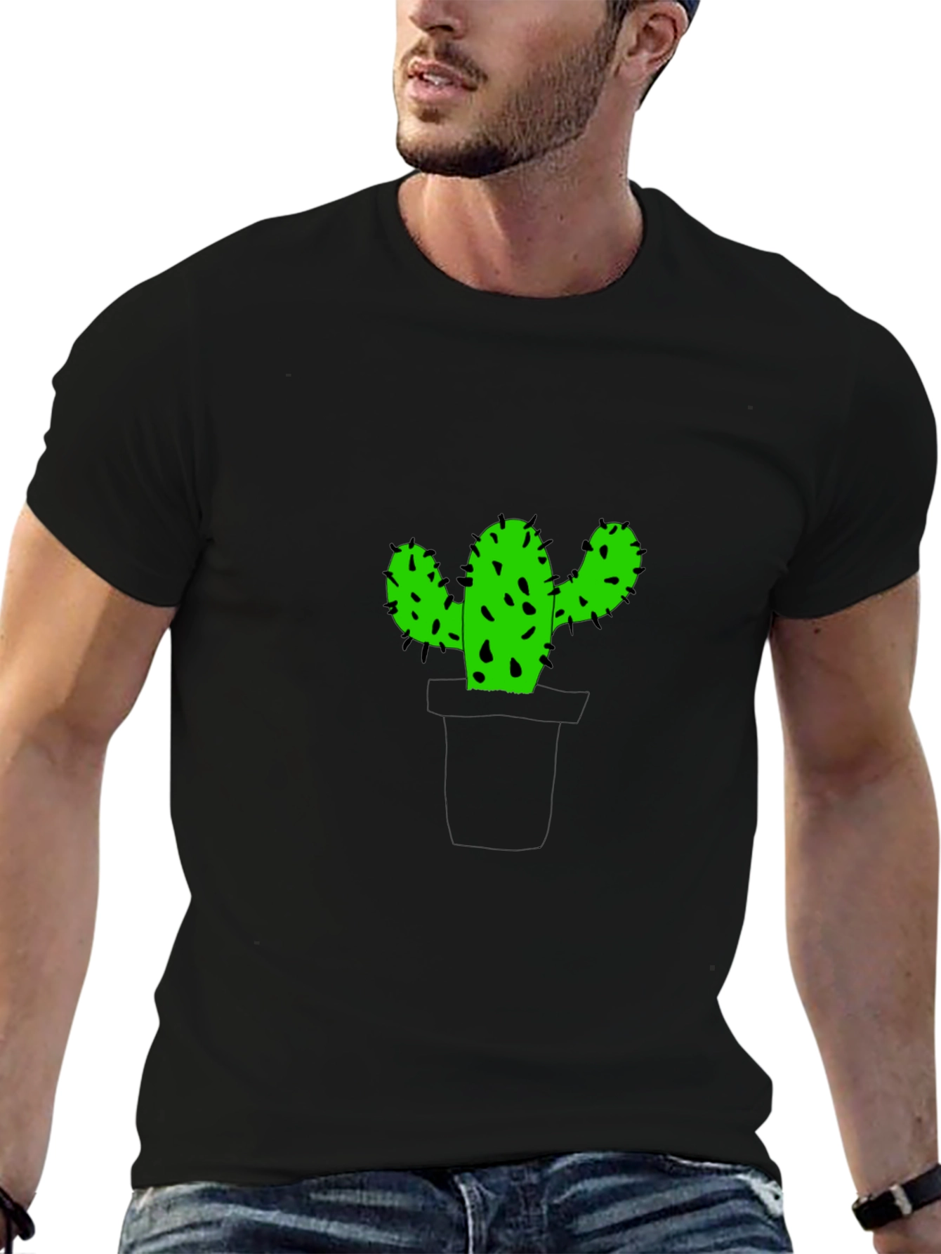 Black Cactus Graphic Print Black T-Shirt view 6