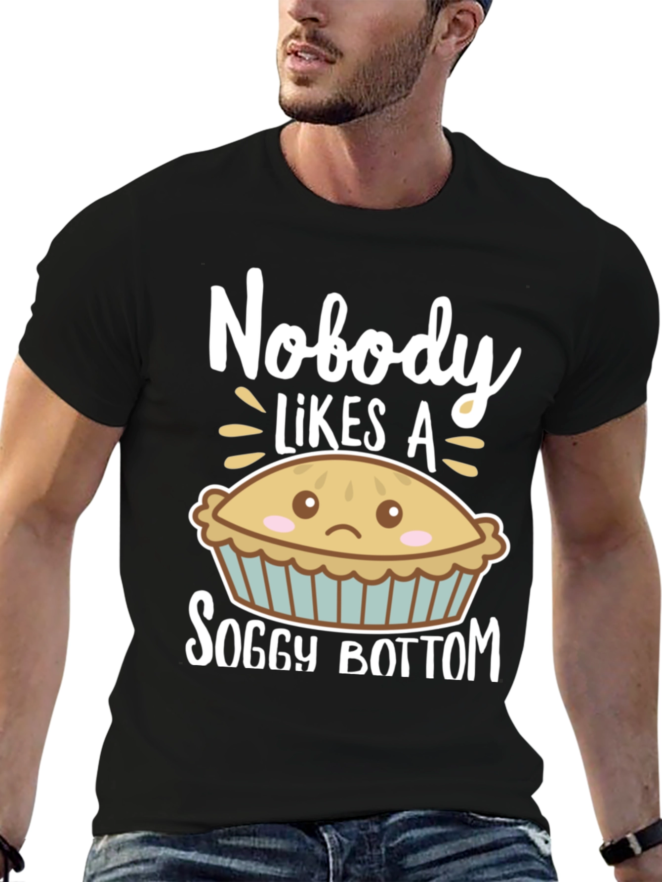 Black Nobody Likes a Soggy Bottom Funny T-Shirt view 6