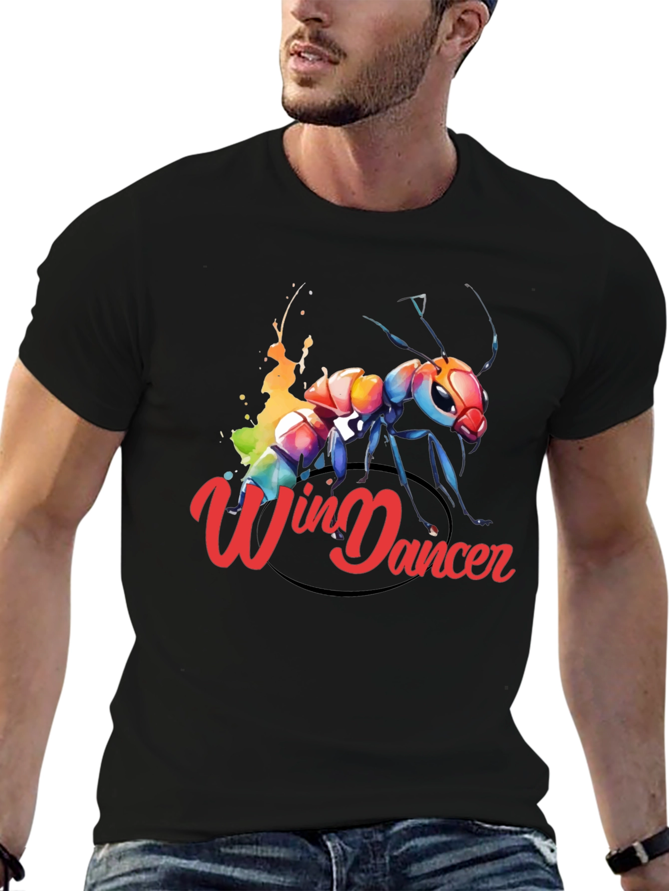 Black Win Dancer Ant Graphic Tee - Unique Design view 6