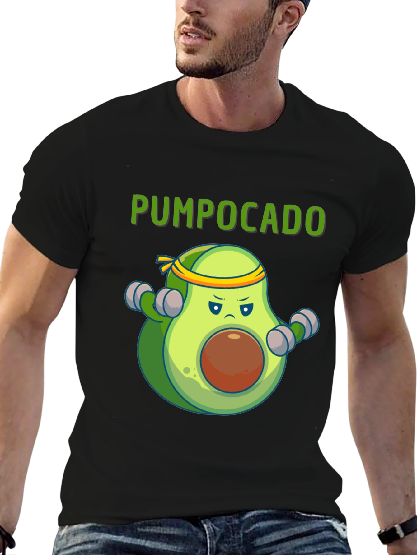 Black Pumpocado Gym Humor Tee - Black view 6