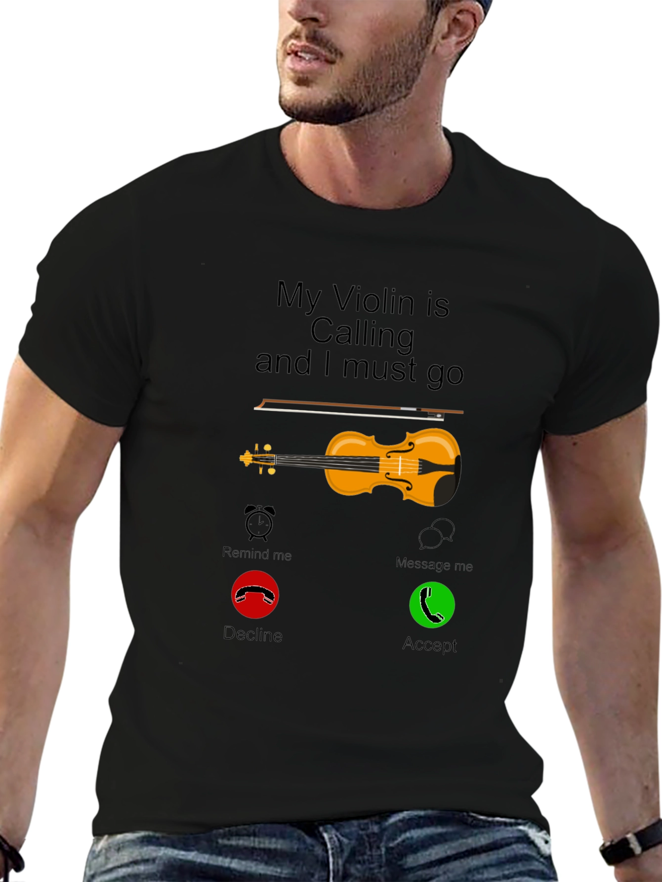 Black Violin Calling T-Shirt - Music Lover Tee view 6