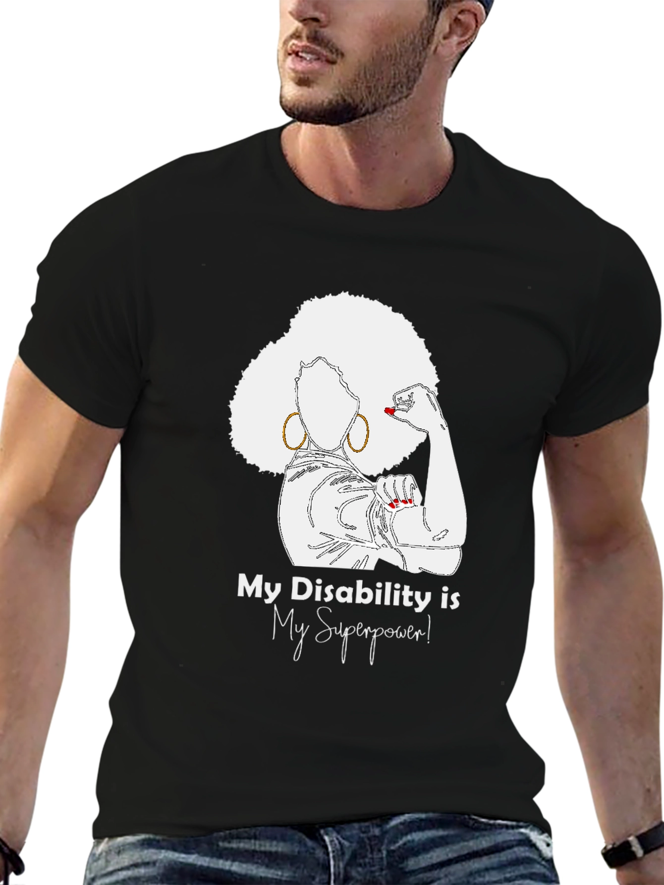 Black My Disability is My Superpower T-Shirt view 6