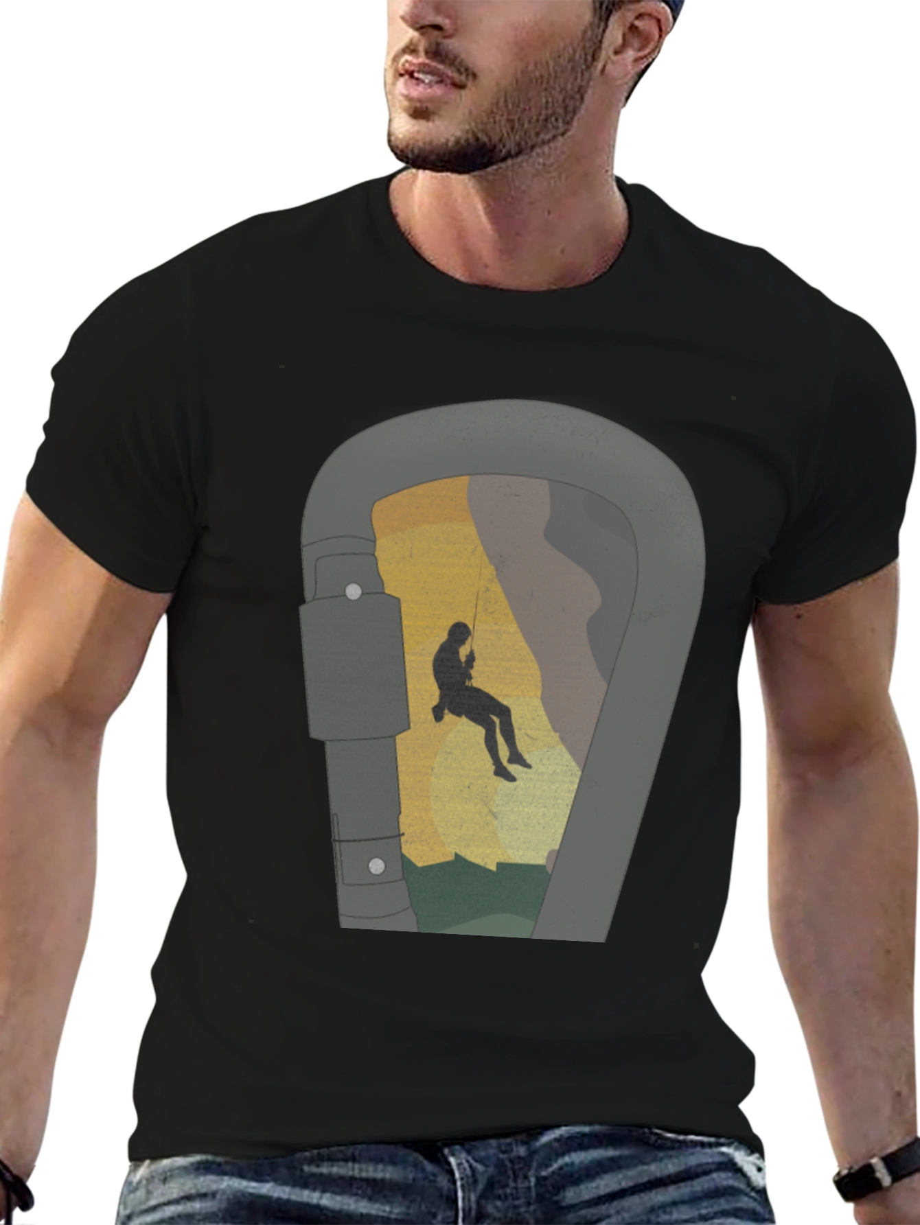 Black Climbing Carabiner Graphic Tee view 6