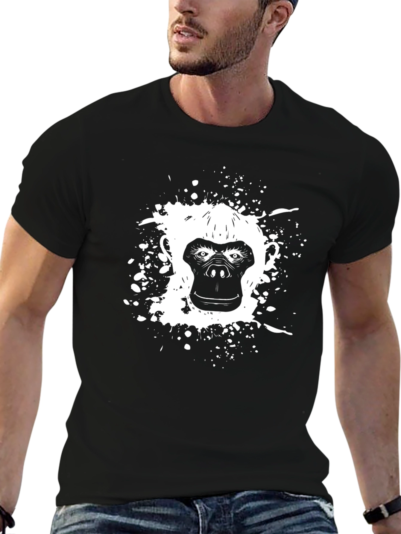 Black Ape Face Graphic Black T-Shirt view 6