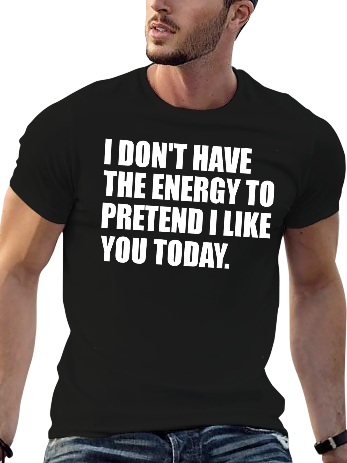 Black Funny "Energy to Pretend" Graphic T-Shirt view 6