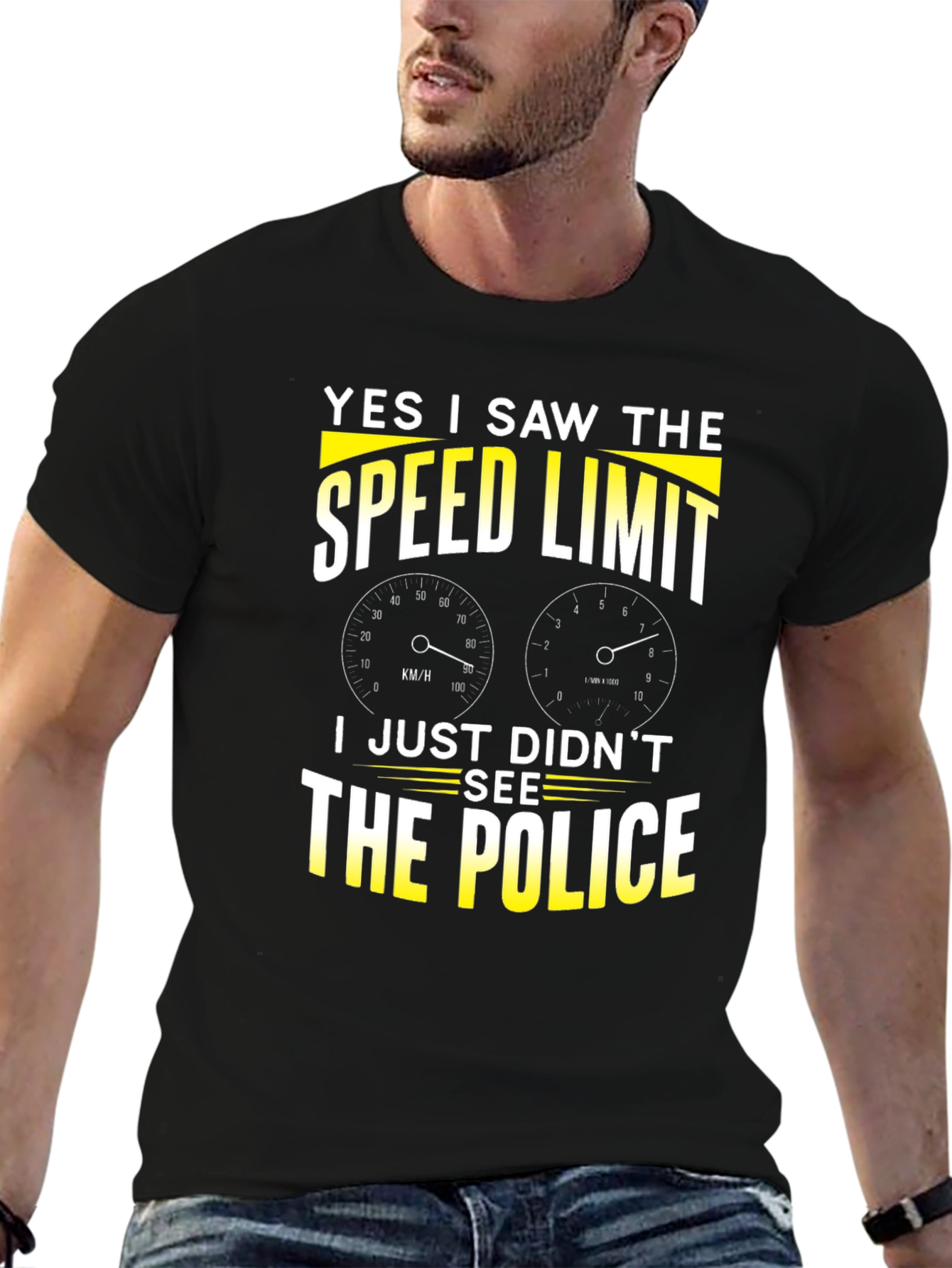 Black Funny "Speed Limit" Graphic T-Shirt view 6