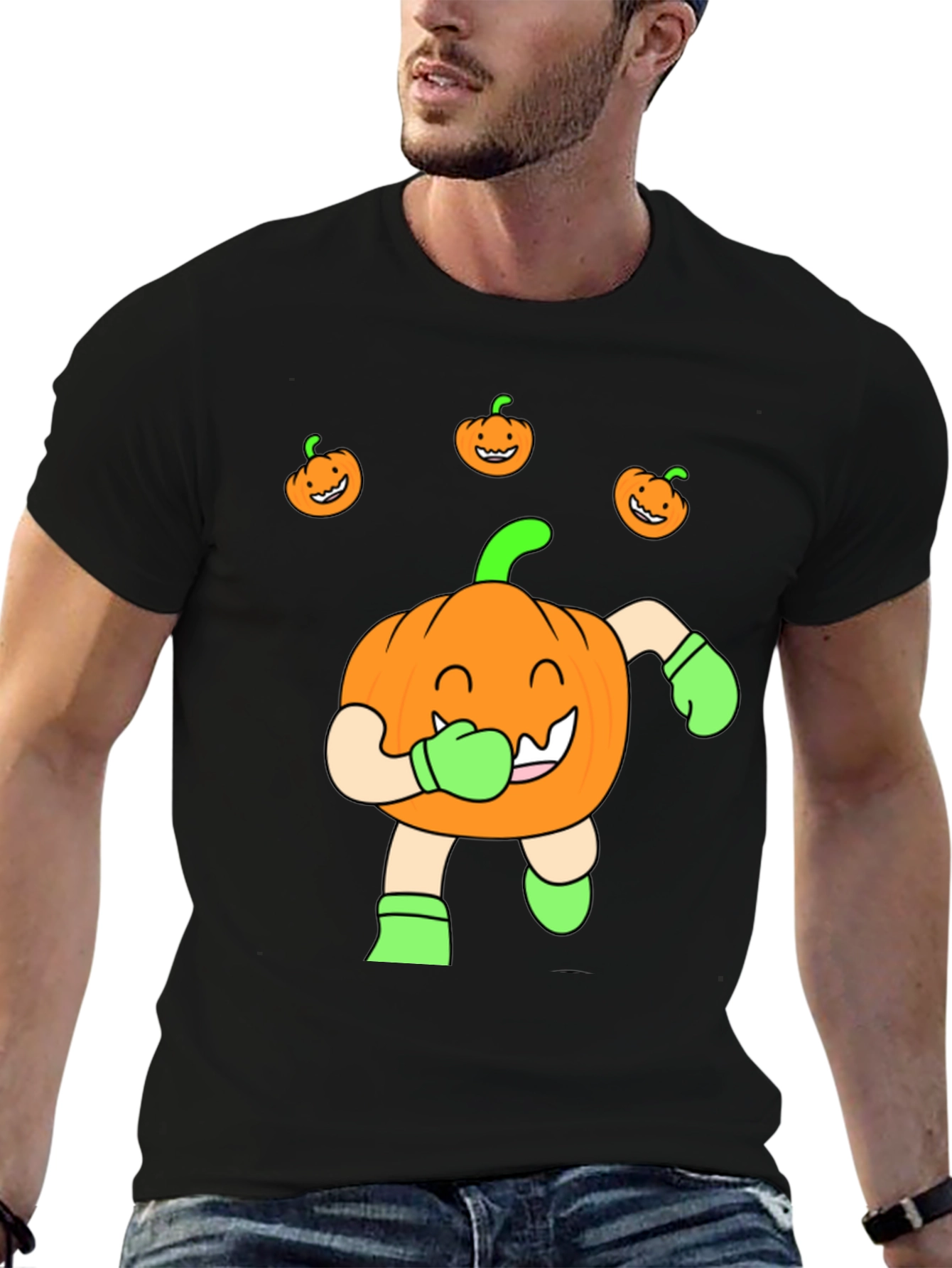 Black Halloween Pumpkin T-Shirt view 6