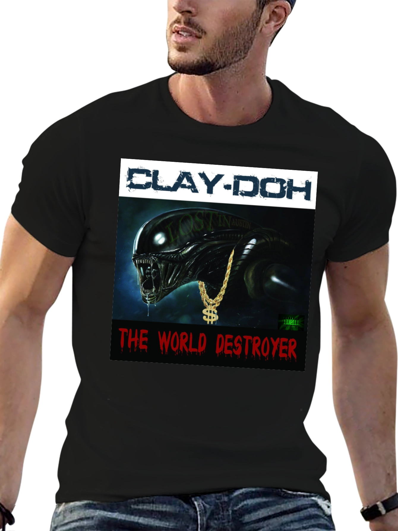 Black Clay-Doh The World Destroyer Graphic T-Shirt view 6