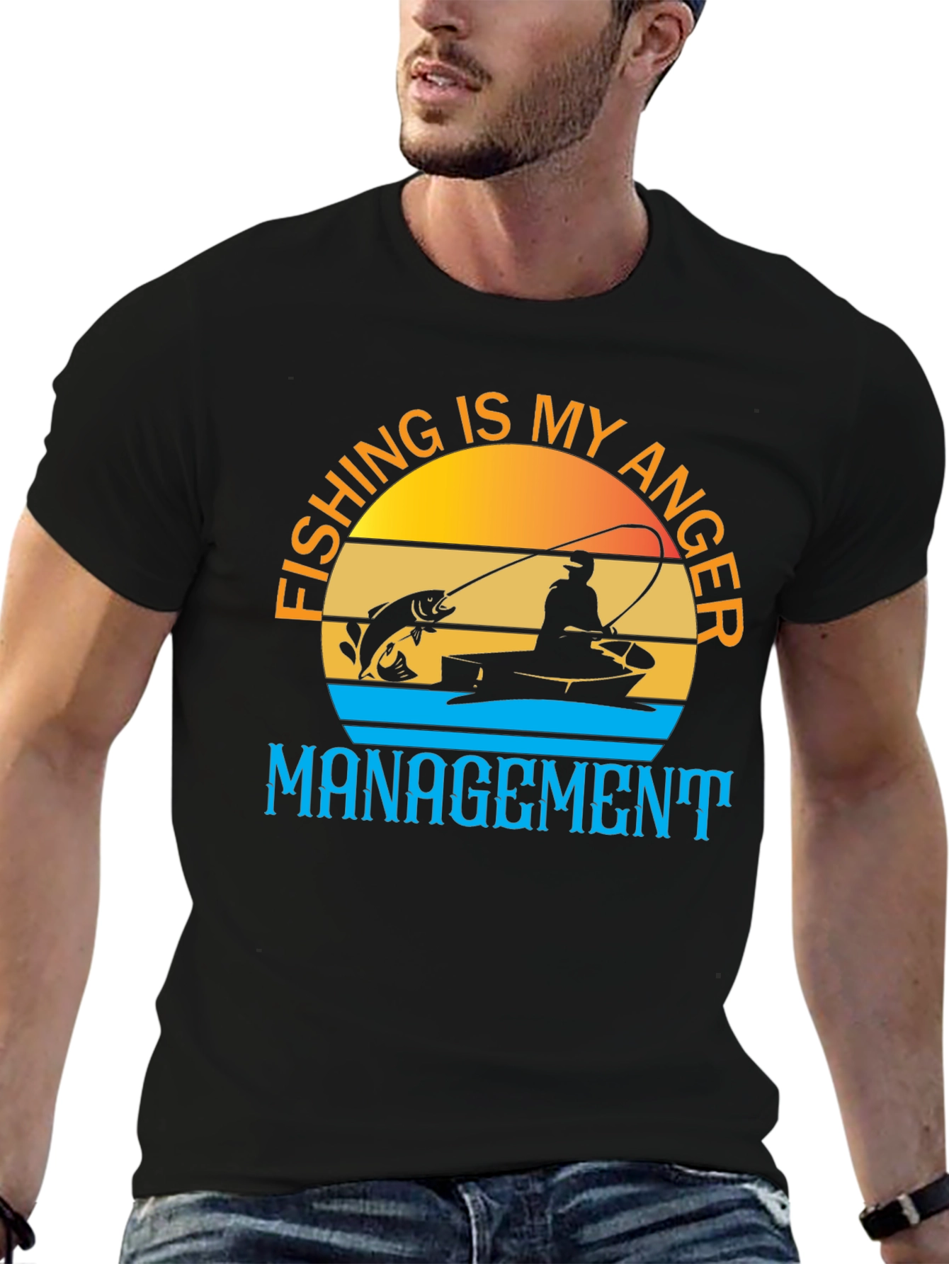 Black Fishing is My Anger Management T-Shirt view 6
