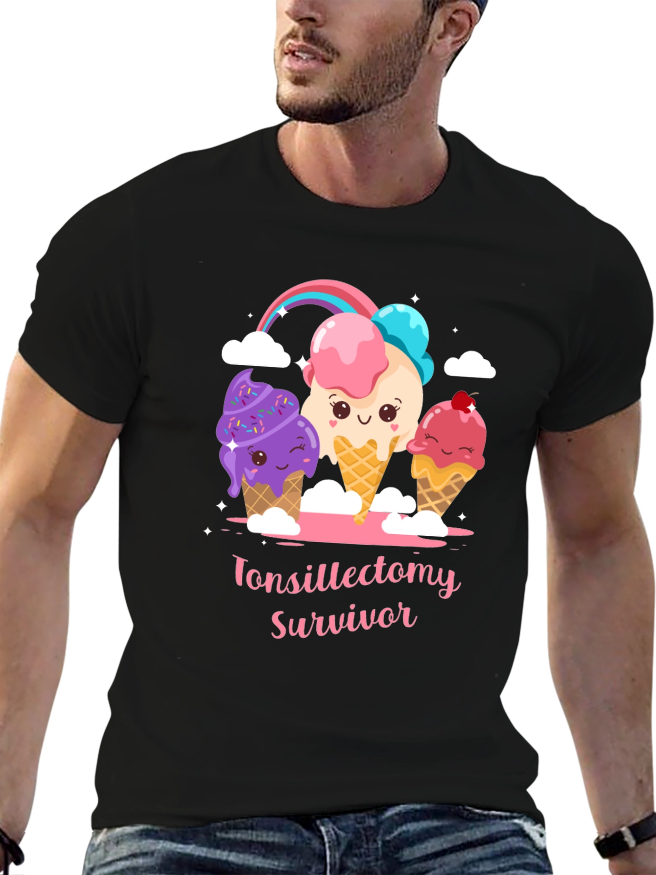 Black Tonsillectomy Survivor Ice Cream T-Shirt view 6