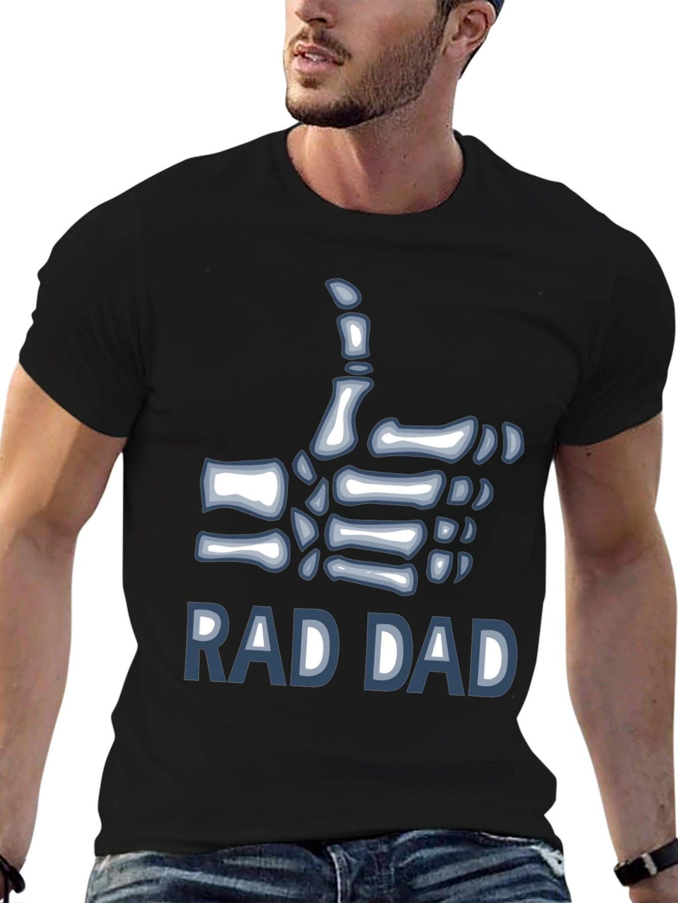 Black Rad Dad Skeleton Hand T-Shirt view 6