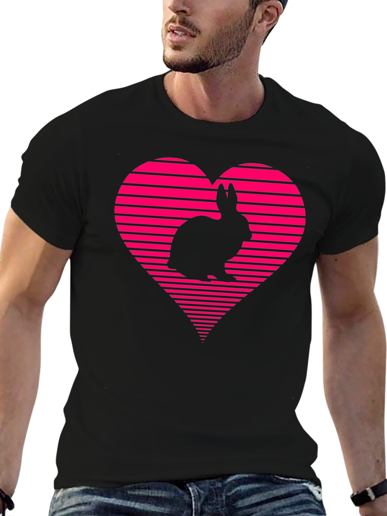 Black Rabbit Heart Graphic Tee - Black view 6