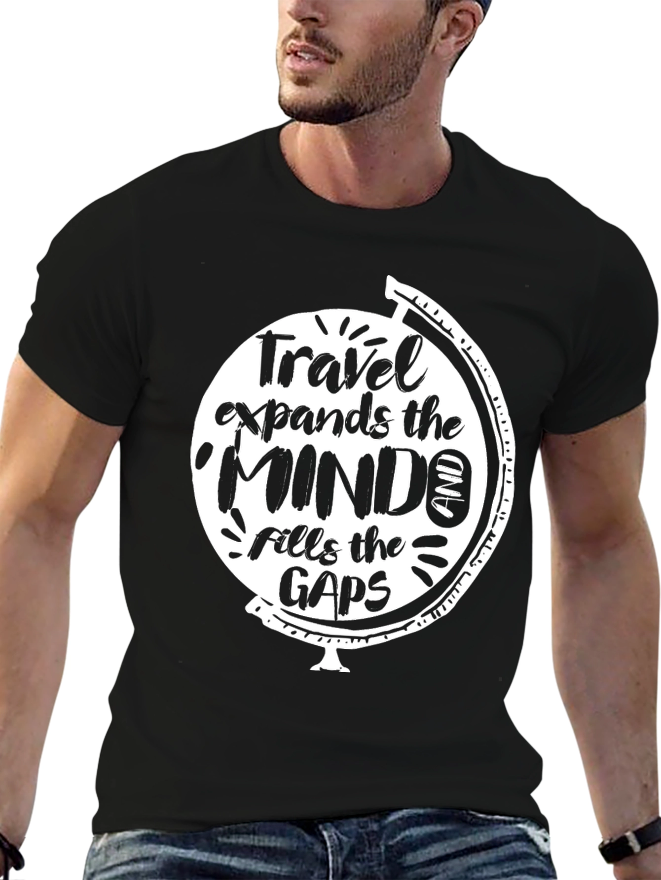 Black Travel Expands the Mind Black Graphic Tee view 6