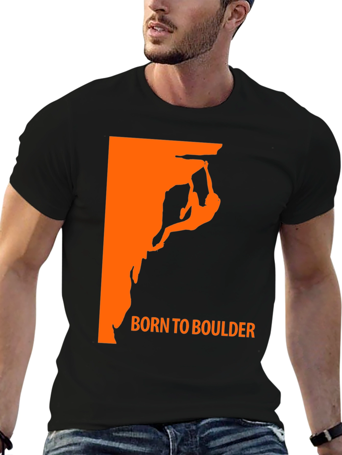 Black Born to Boulder Black Graphic Tee for Rock Climbing Enthusiasts view 6
