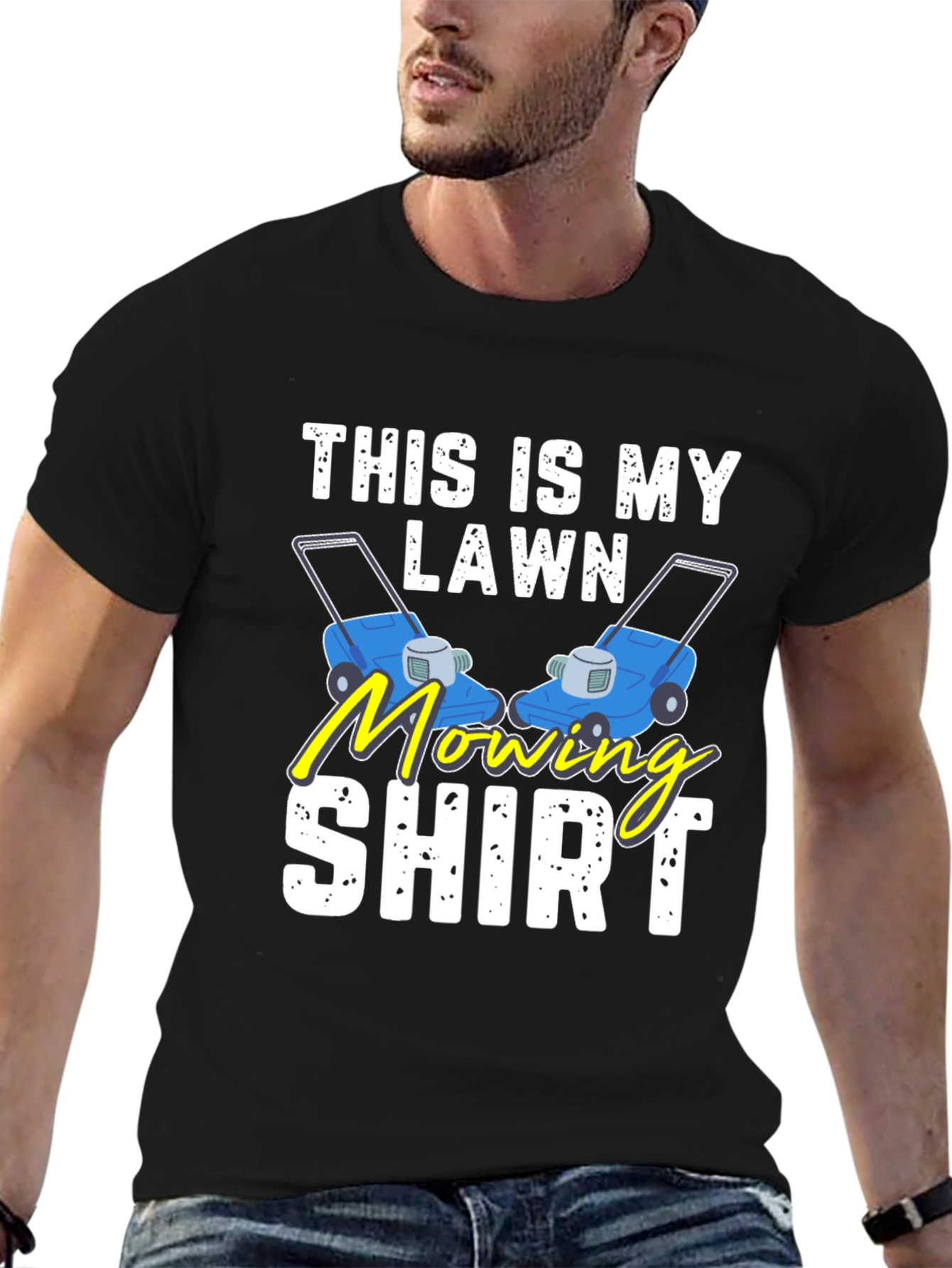Black Funny Lawn Mowing Shirt - This is My Lawn Mowing Shirt view 6