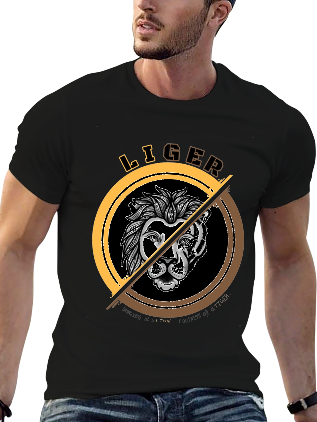 Black Liger Graphic Tee - Strength and Courage Shirt view 6