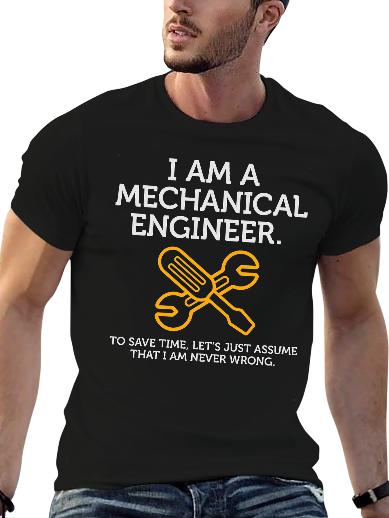 Black Mechanical Engineer T-Shirt - Never Wrong! view 6