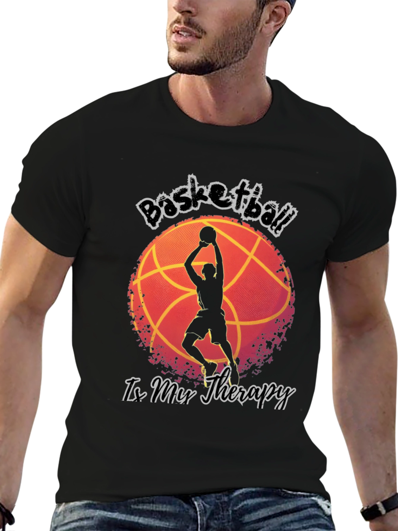 Black Basketball Is My Therapy T-Shirt view 6
