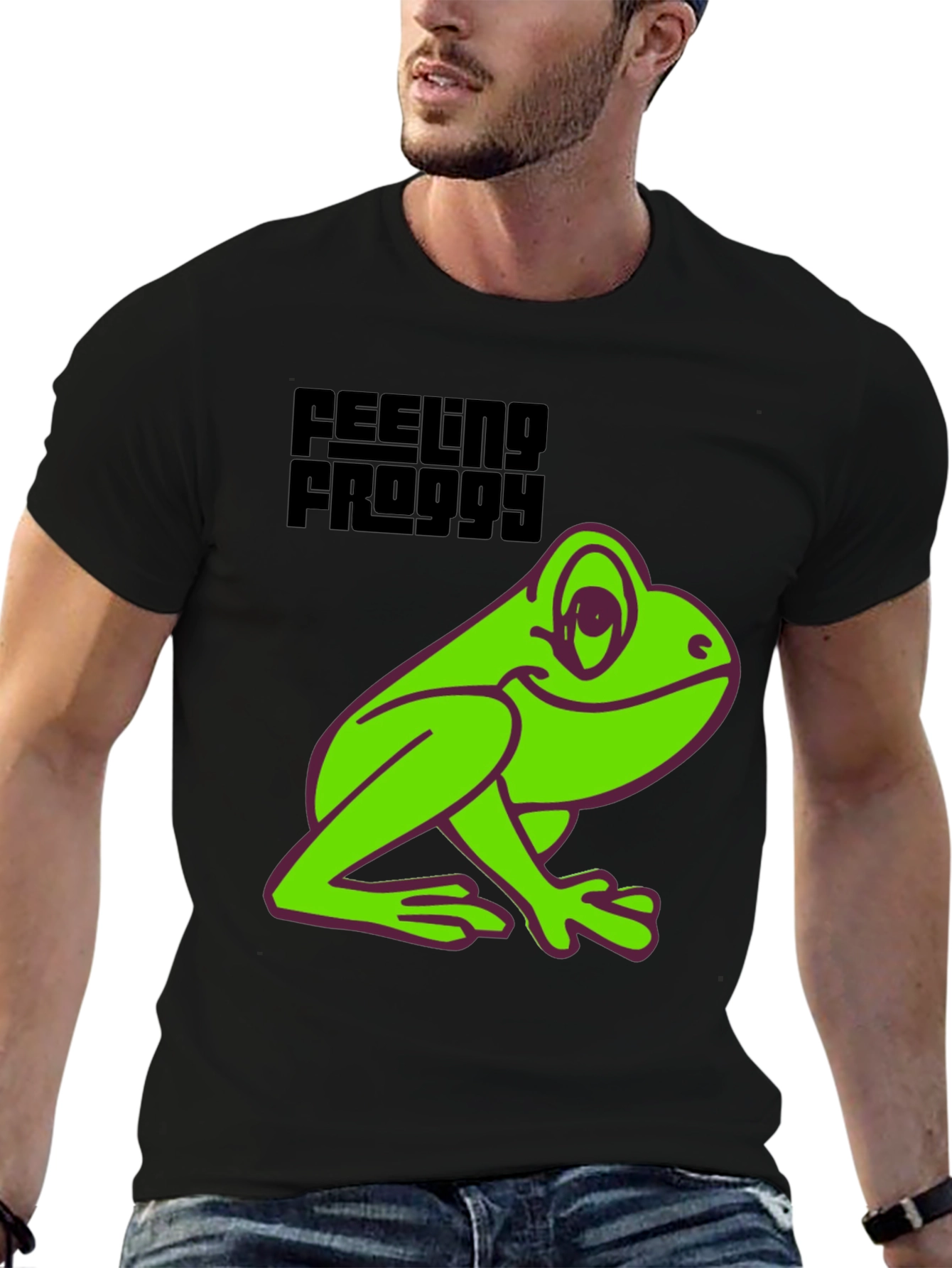 Black Feeling Froggy Tee - Fun Graphic T-Shirt view 6