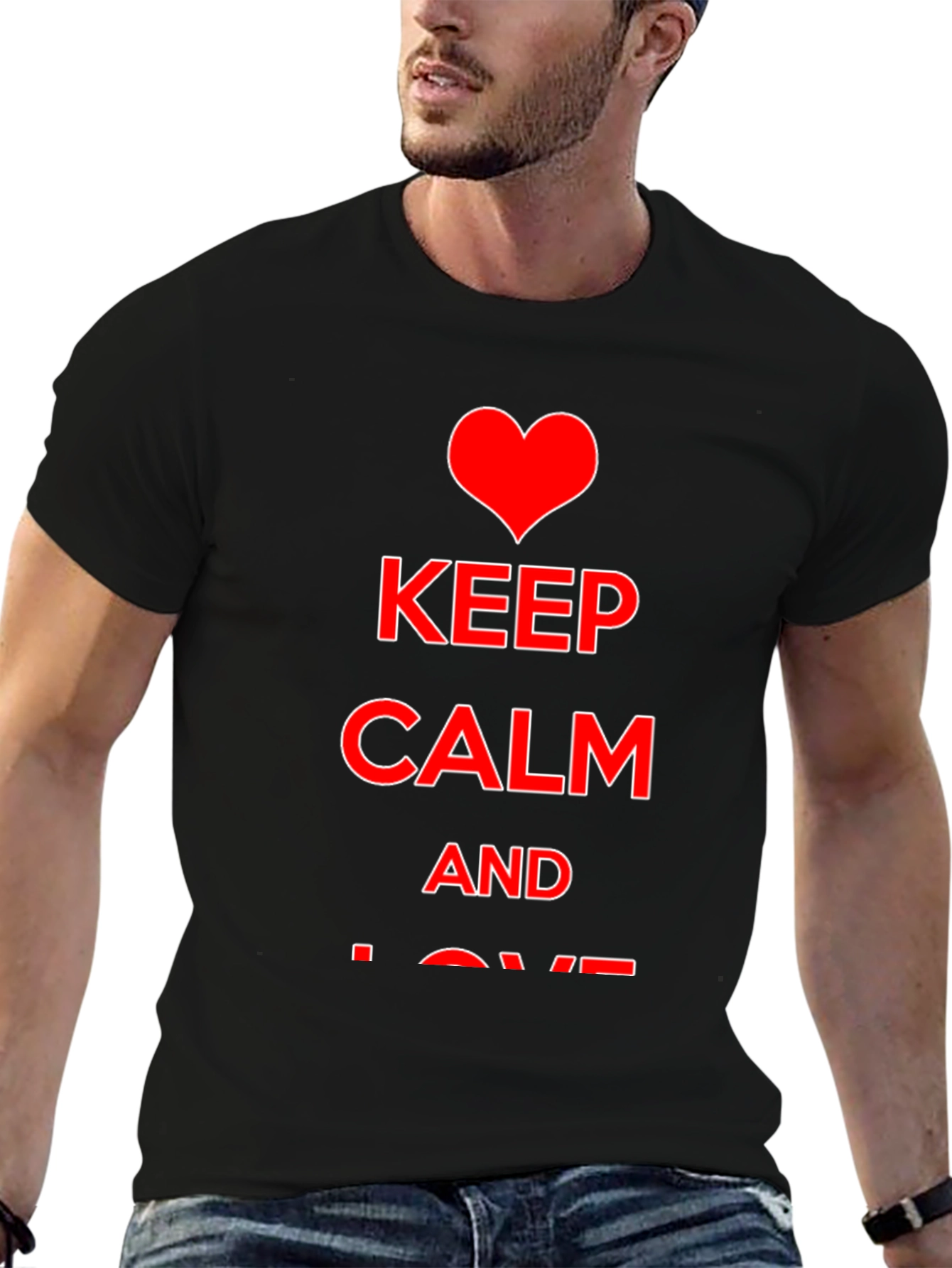 Black Keep Calm and Love T-Shirt view 6