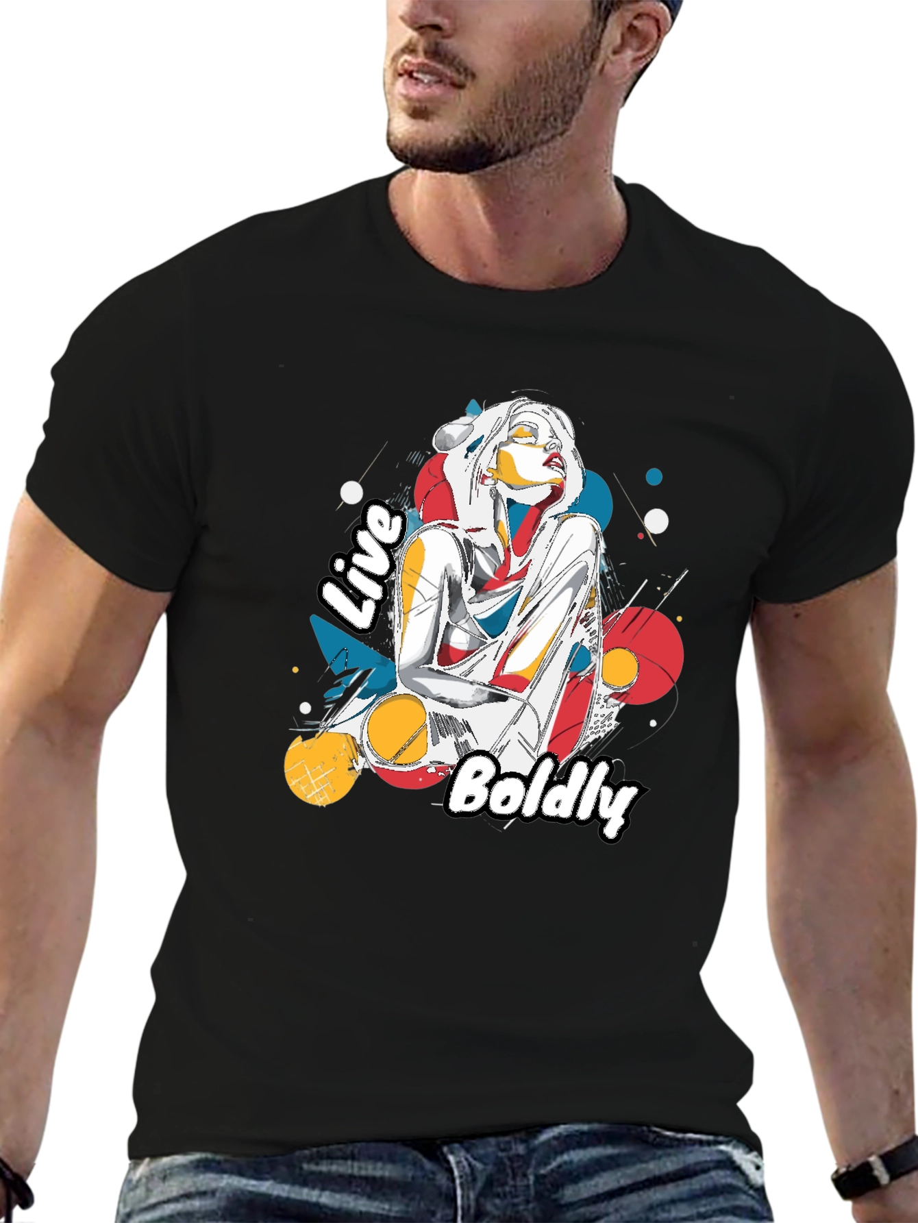 Black Live Boldly Graphic Print Black T-Shirt view 6