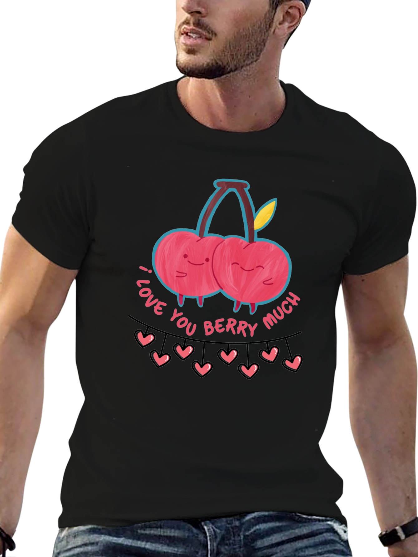 Black I Love You Berry Much Graphic Tee view 6