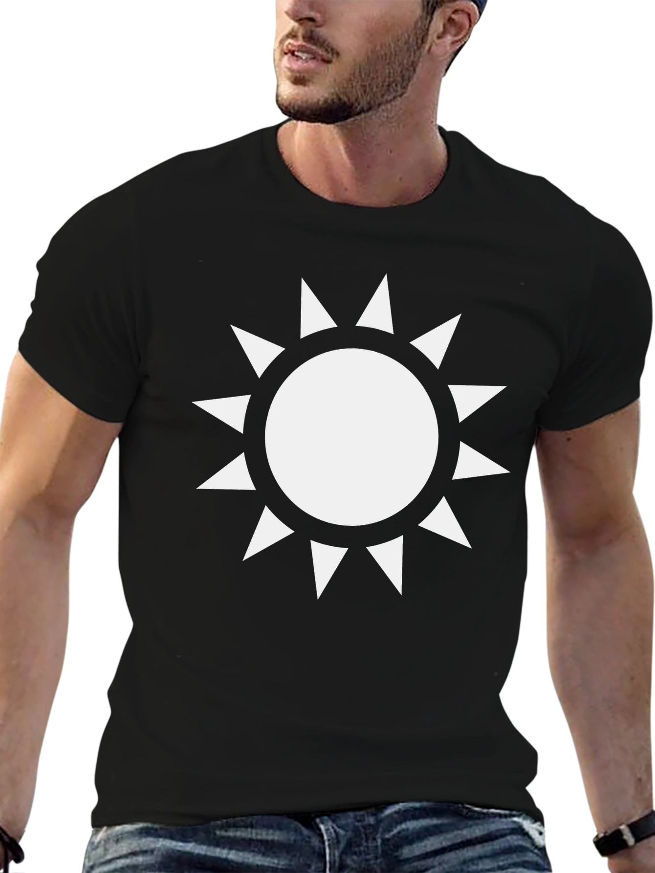 Black Sunburst Graphic T-Shirt - Stylish Casual Wear view 6