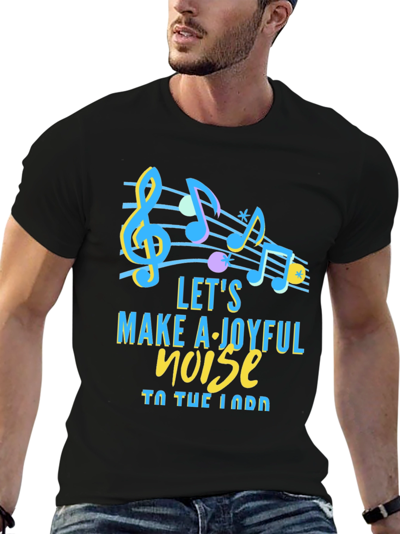 Black Joyful Noise Music T-Shirt view 6