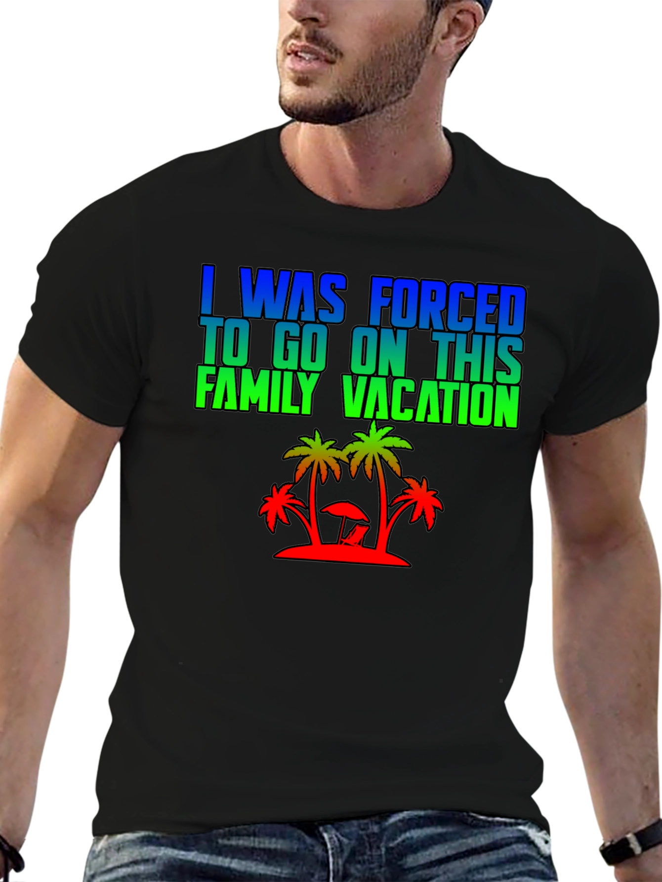 Black Forced Family Vacation Graphic Tee view 6