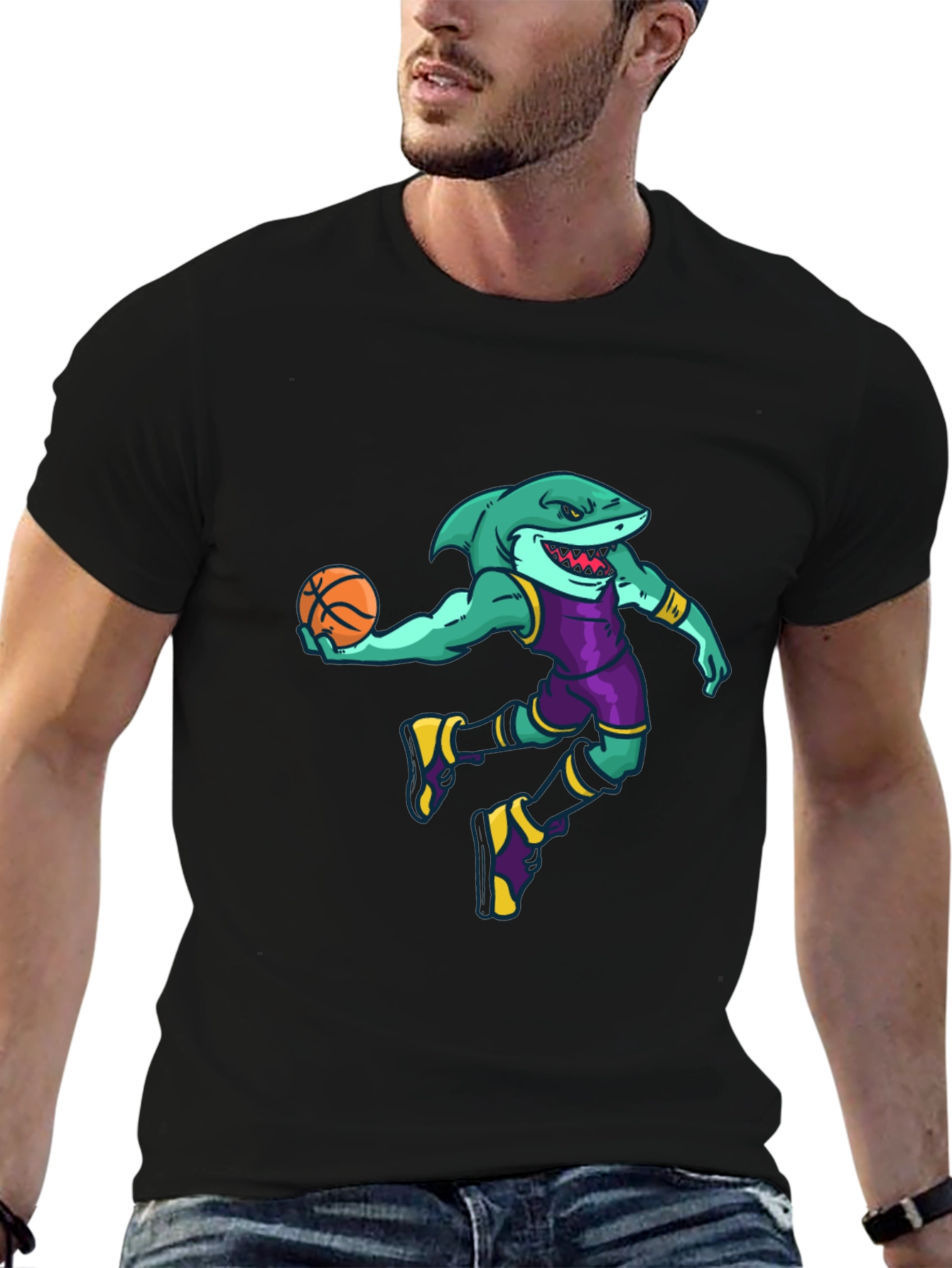 Black Shark Basketball Graphic Tee view 6