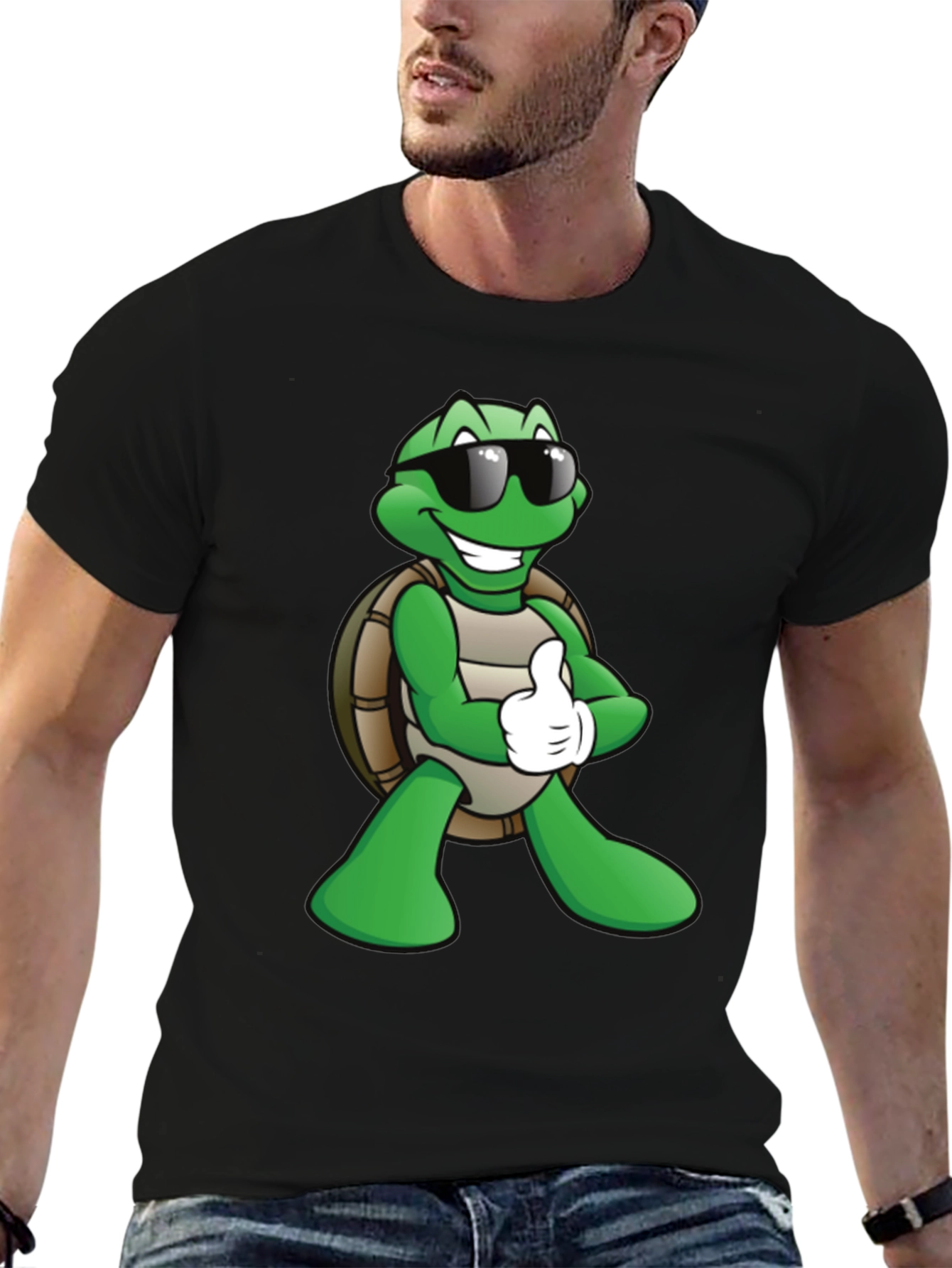 Black Cool Turtle Graphic T-Shirt - Black view 6