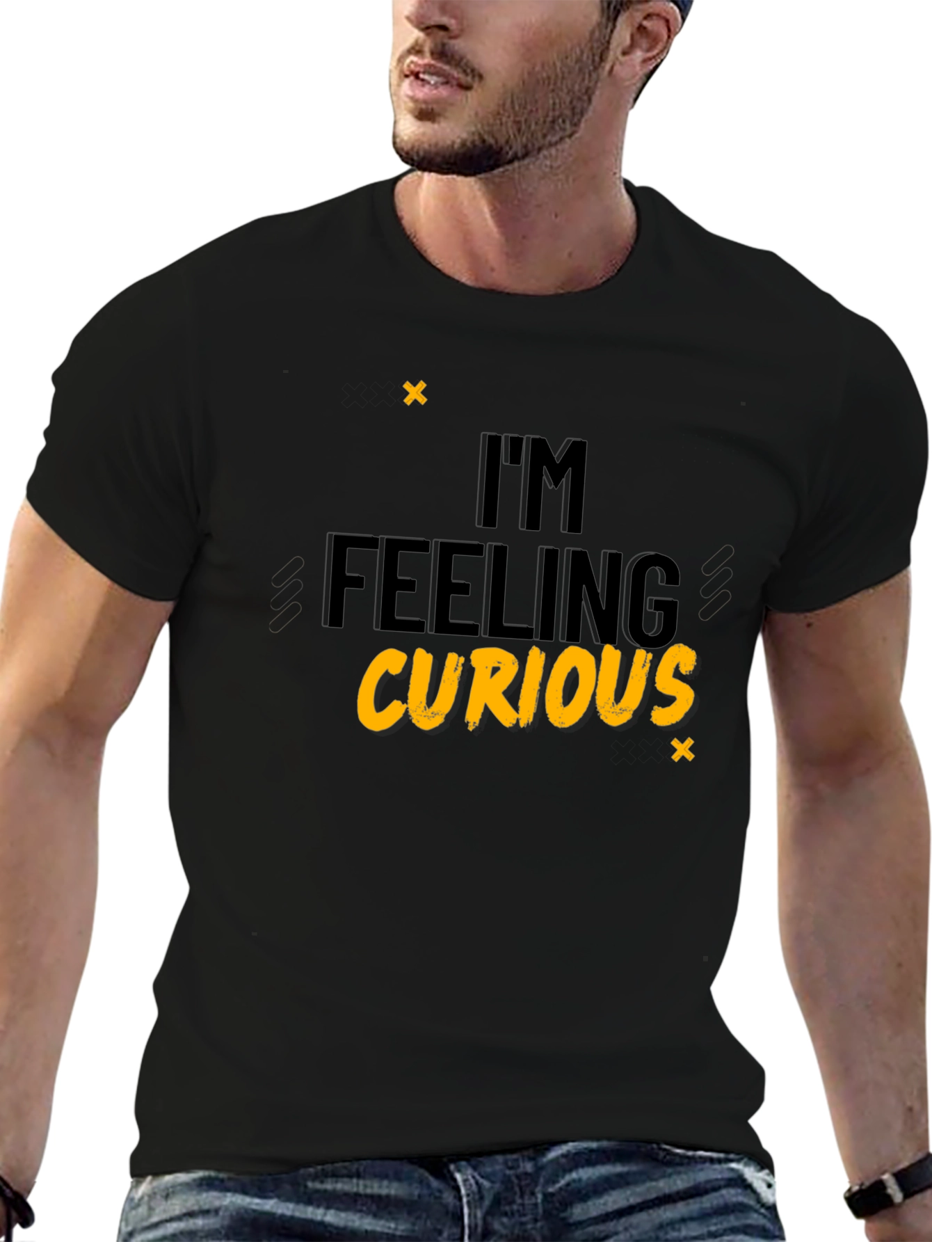 Black I'm Feeling Curious Black T-Shirt view 6