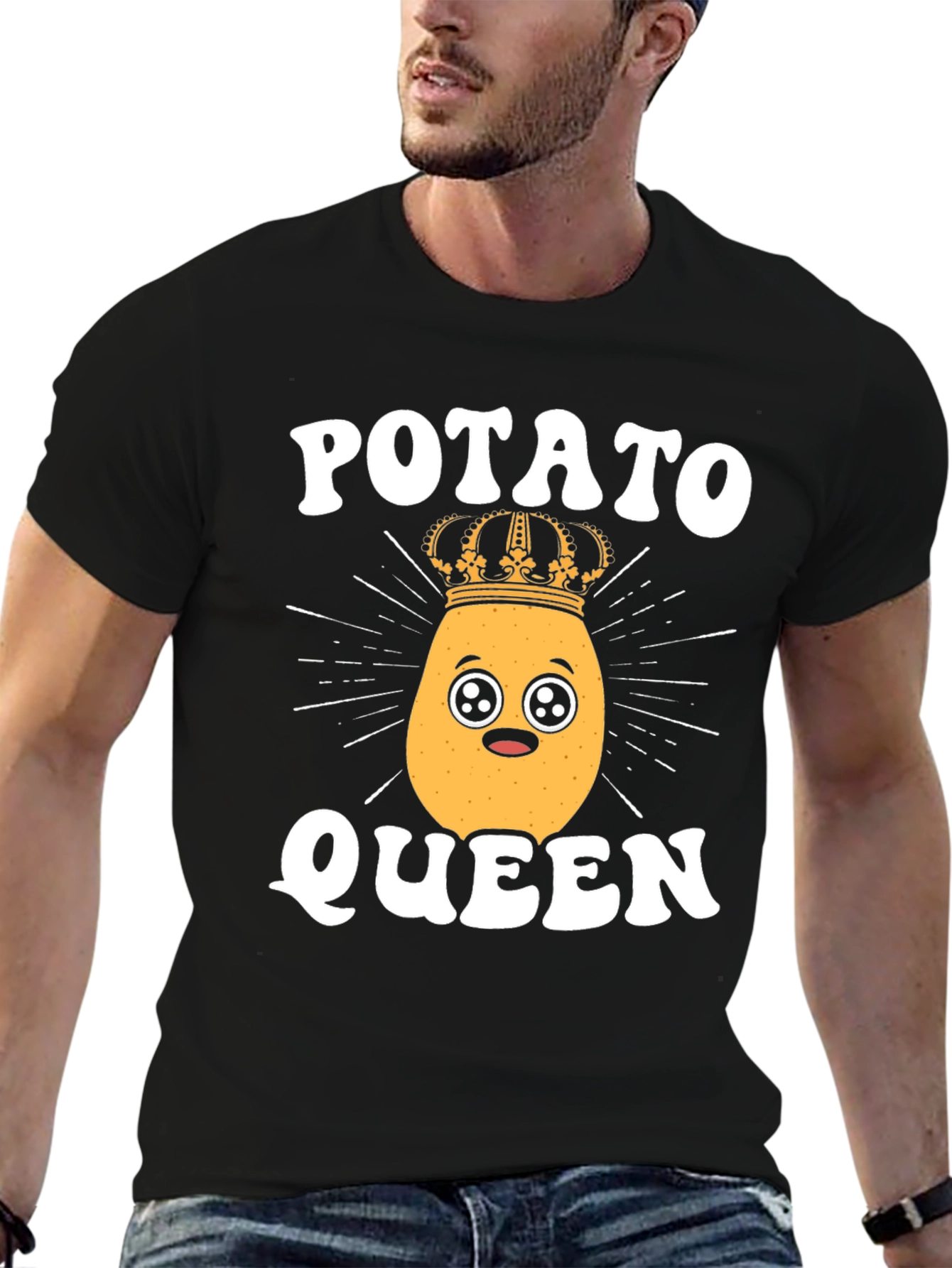 Black Potato Queen T-Shirt - Cute Kawaii Funny view 6