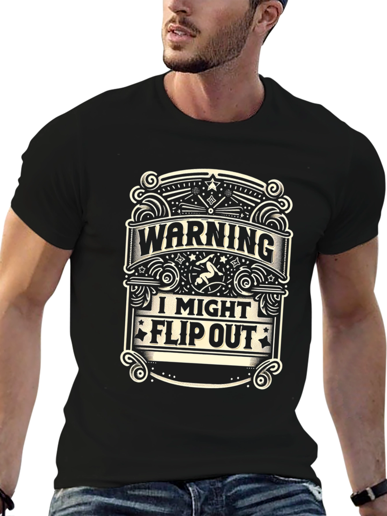 Black Warning: I Might Flip Out T-Shirt - Gymnastics Humor view 6
