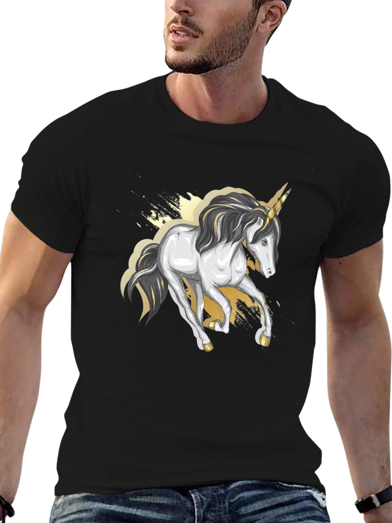 Black Unicorn Graphic Tee - Black Cotton Blend view 6