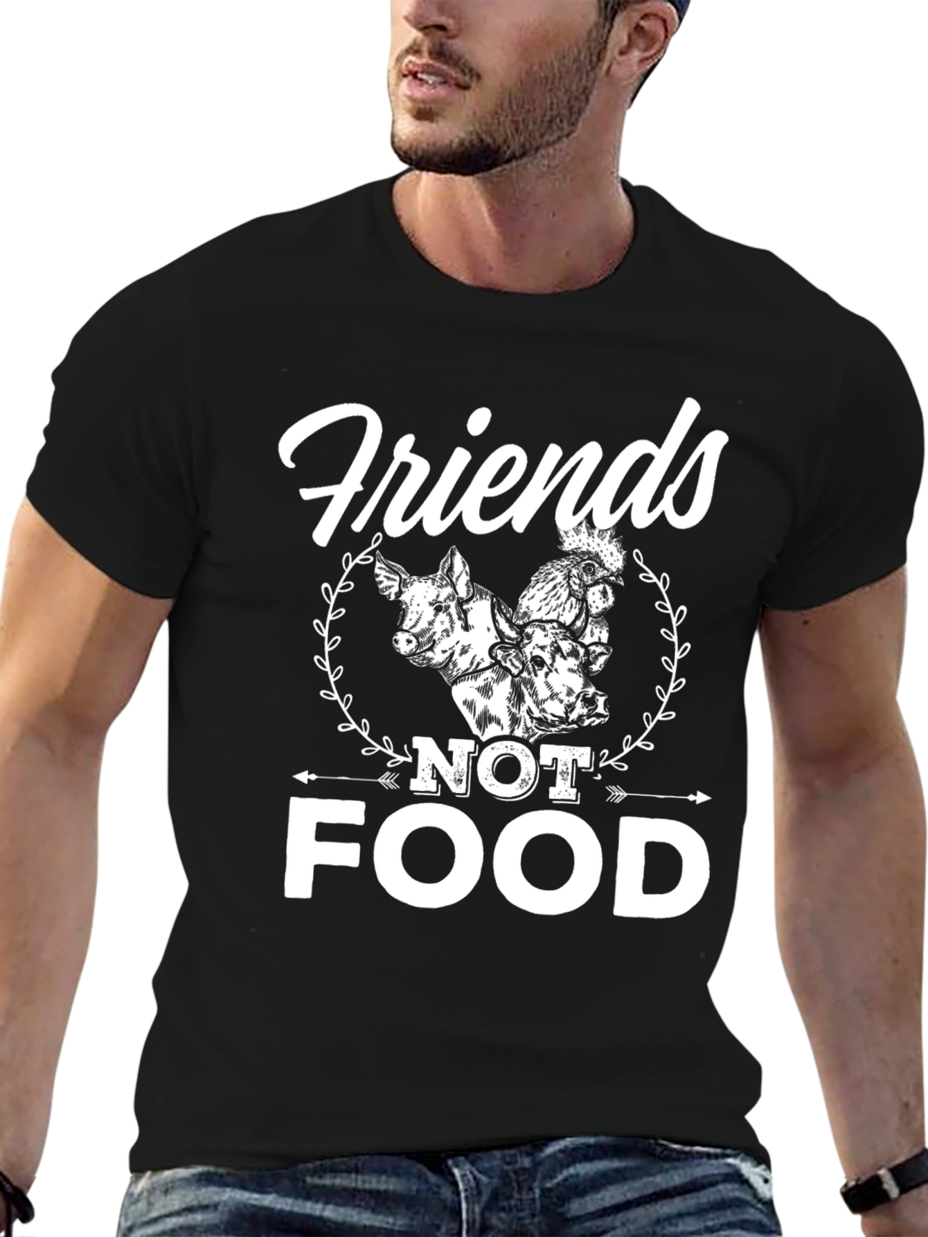 Black Friends Not Food Vegan T-Shirt view 6