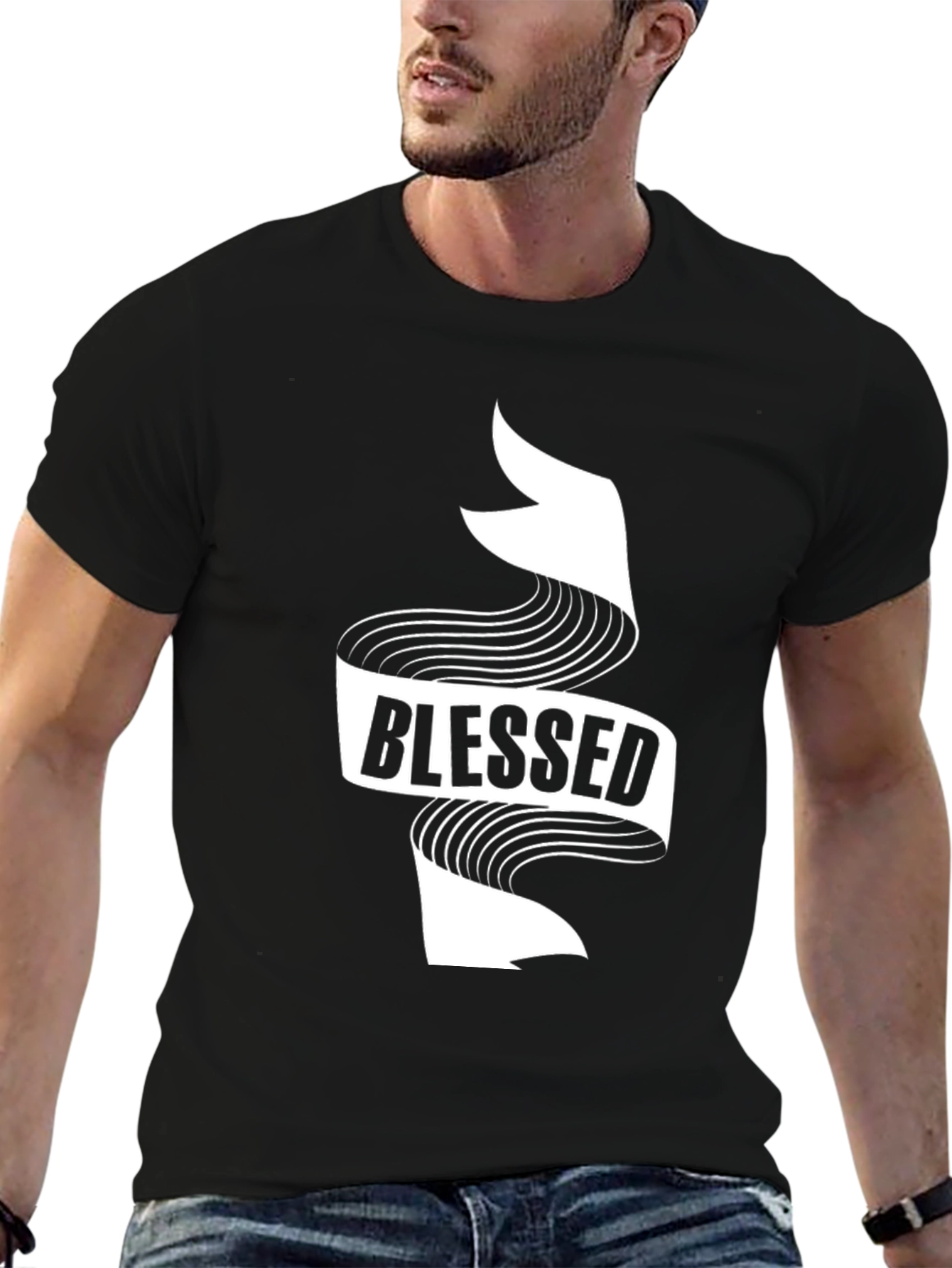 Black Blessed Graphic T-Shirt - Classic Black Tee view 6