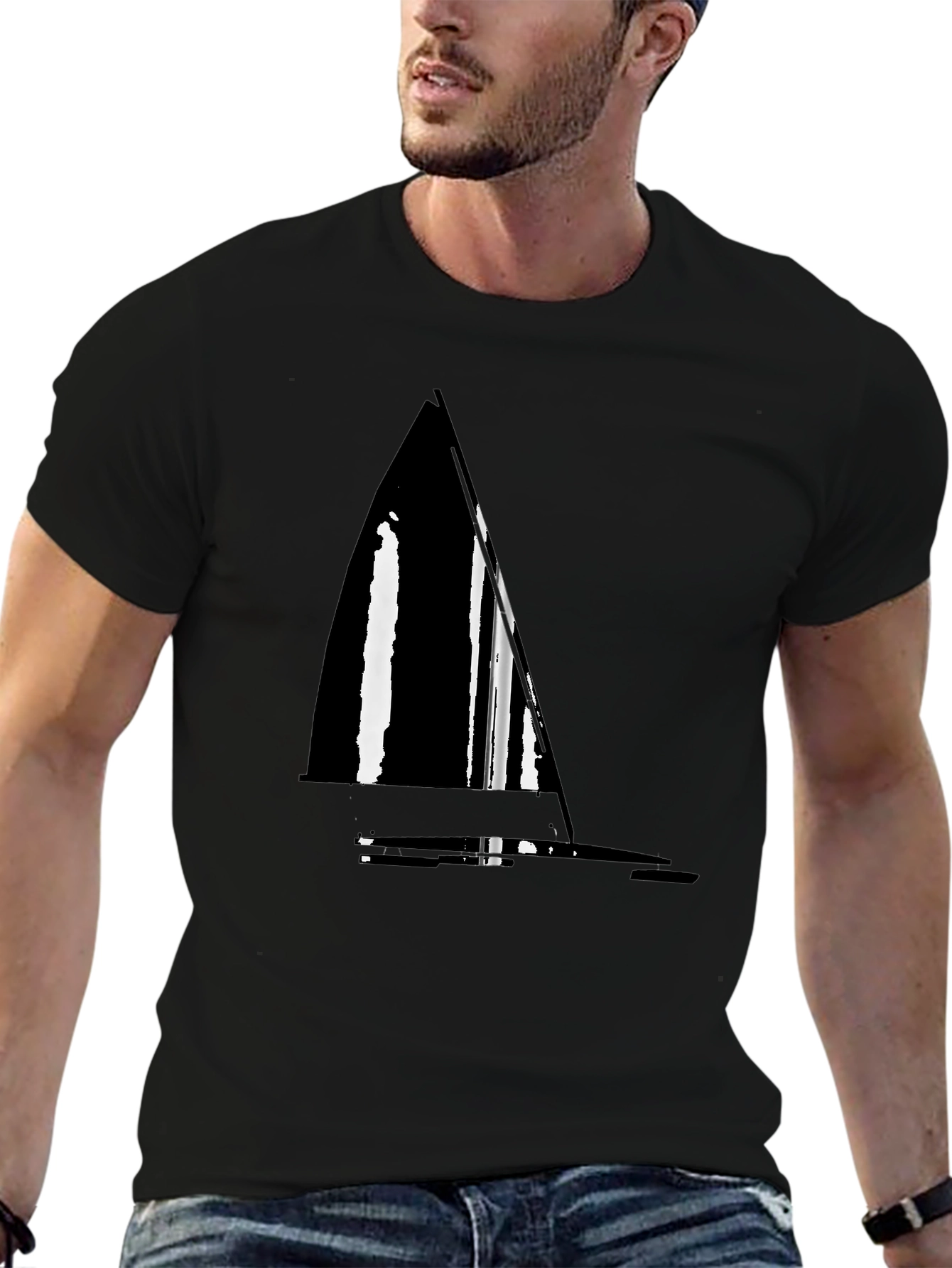 Black Nautical Sailboat Graphic Tee - Stylish Black T-Shirt view 6