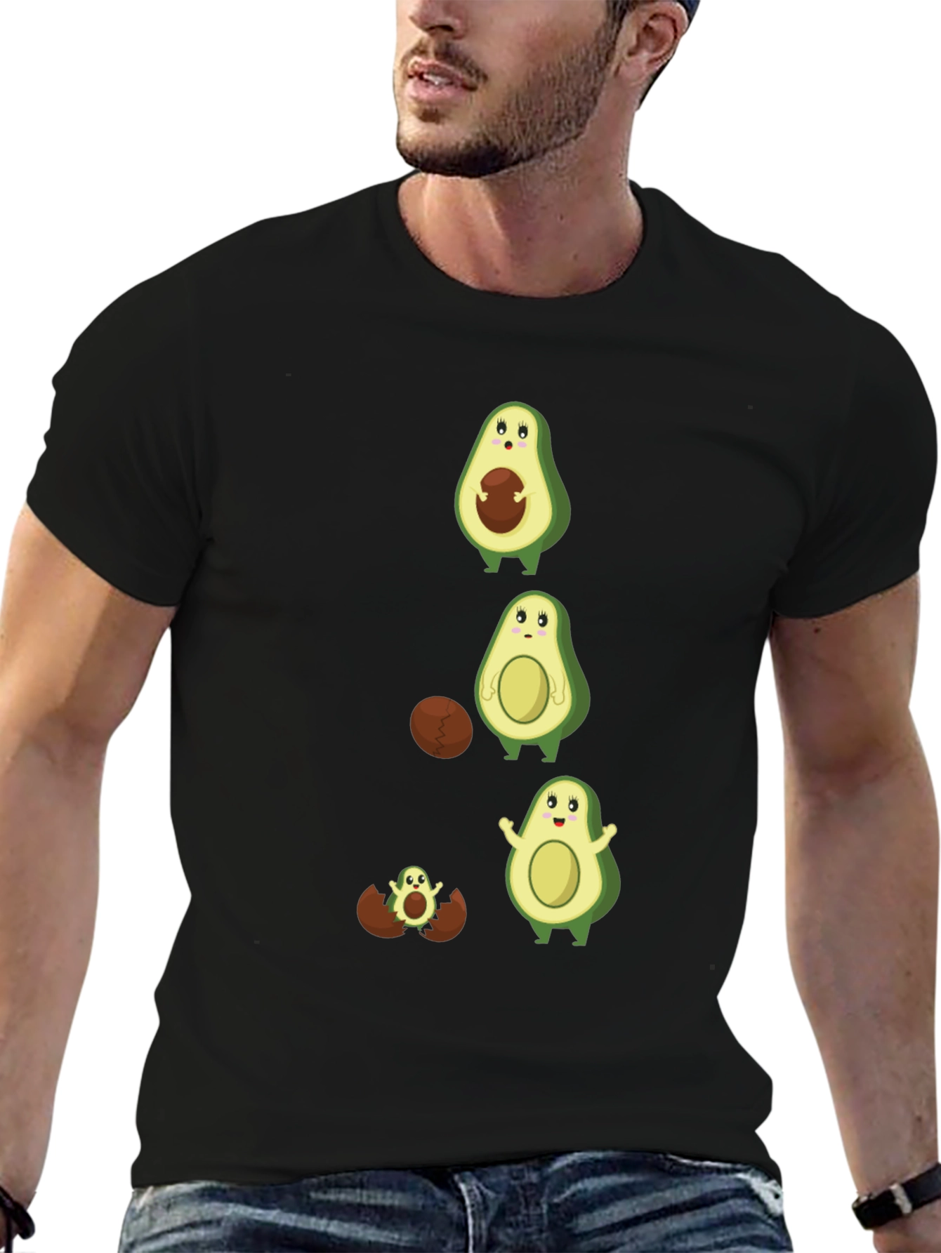 Black Avocado Evolution T-Shirt - Funny Fruit Tee view 6