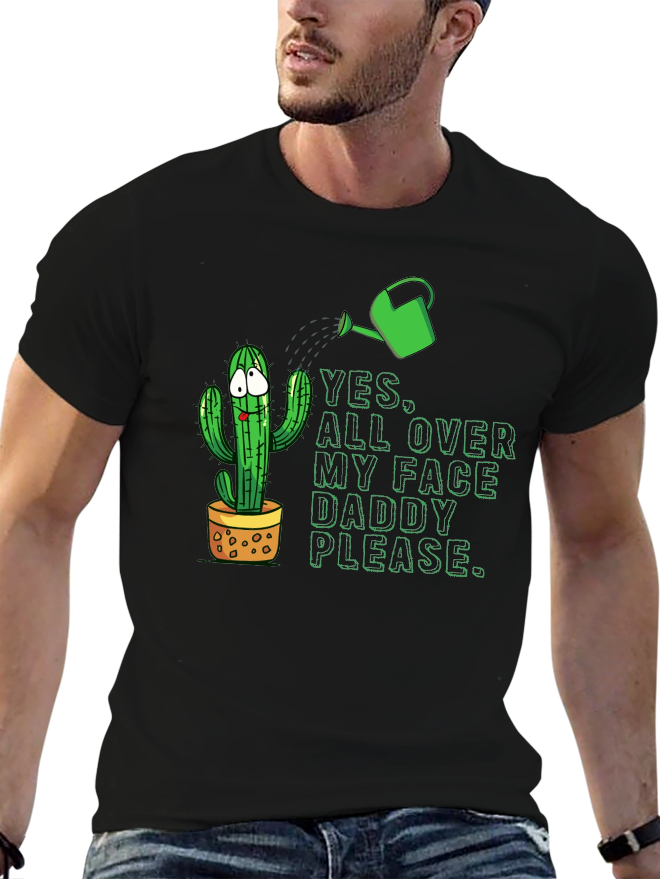Black Cactus Humor Graphic T-Shirt view 6