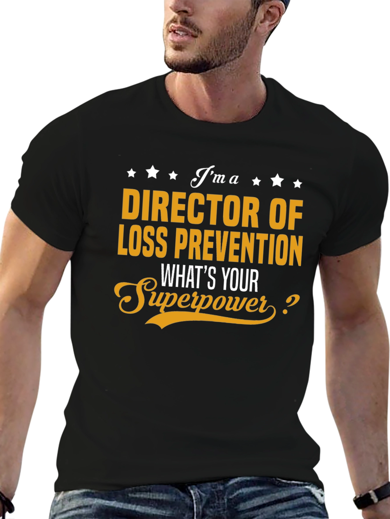 Black Director of Loss Prevention Superpower T-Shirt view 6