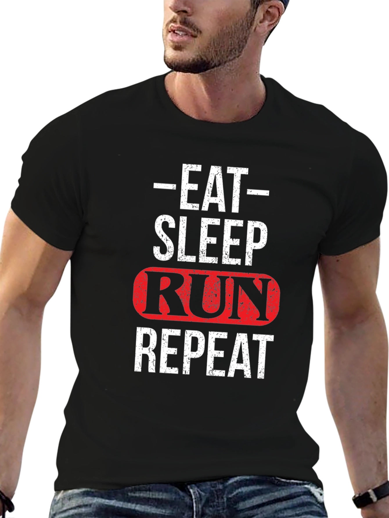 Black Eat Sleep Run Repeat Graphic Tee view 6