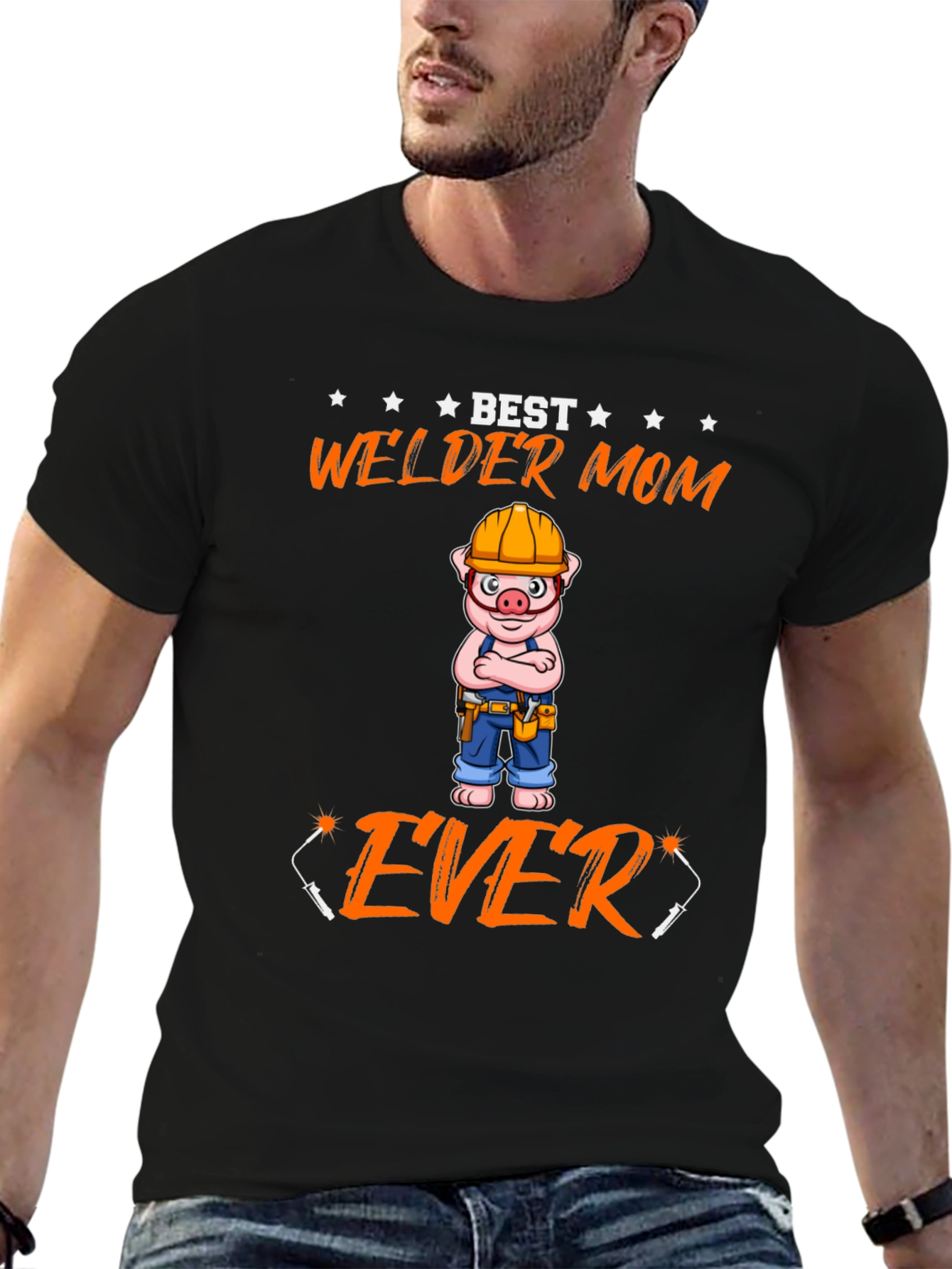 Black Best Welder Mom Ever T-Shirt - Novelty Graphic Tee view 6